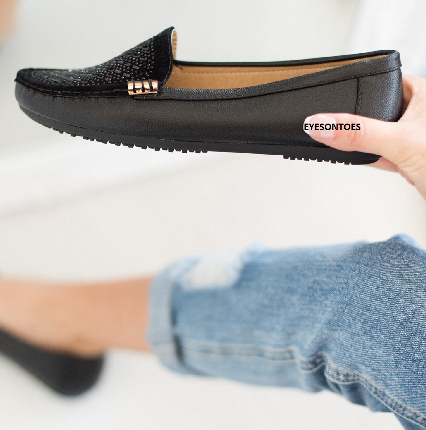 Femmes Noir Verni Slip-Sur Plat Mocassins Smart Casual Comfy Travail Chaussures UK 3-8 Femmes Noir Verni Slip-Sur Plat Mocassins Smart Casual Comfy Travail Chaussures UK 3-8