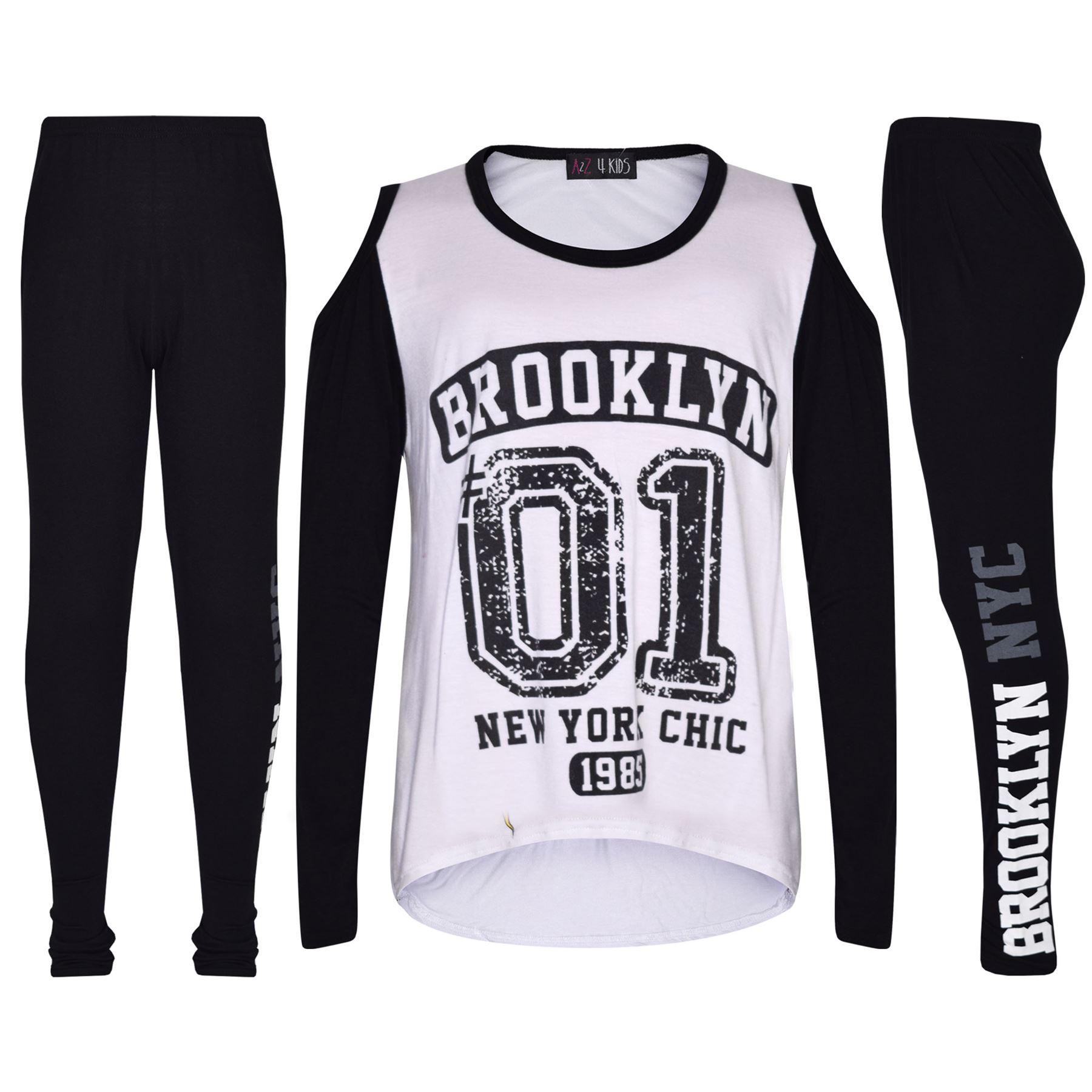 Top Bambina Bambini Brooklyn 01 Stampa Trendy Top & Moda Set Leggings 7-13 Anni