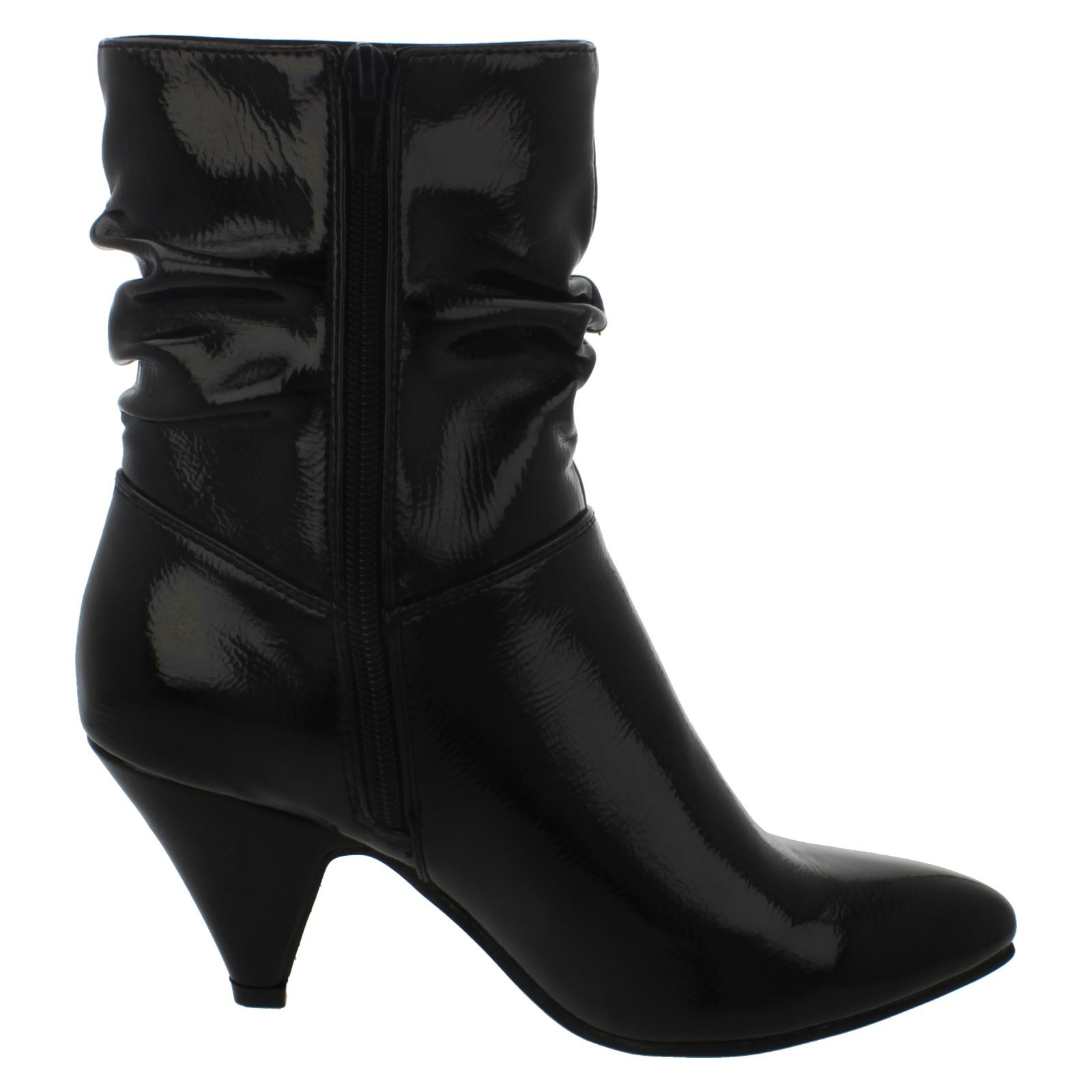 Ladies Mid Heel Rouched Ankle Boots Ladies Mid Heel Rouched Ankle Boots