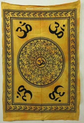 Giallo Mandala Arazzo da Appendere Cotone Boho Meditazione Yoga Tappetino Poster