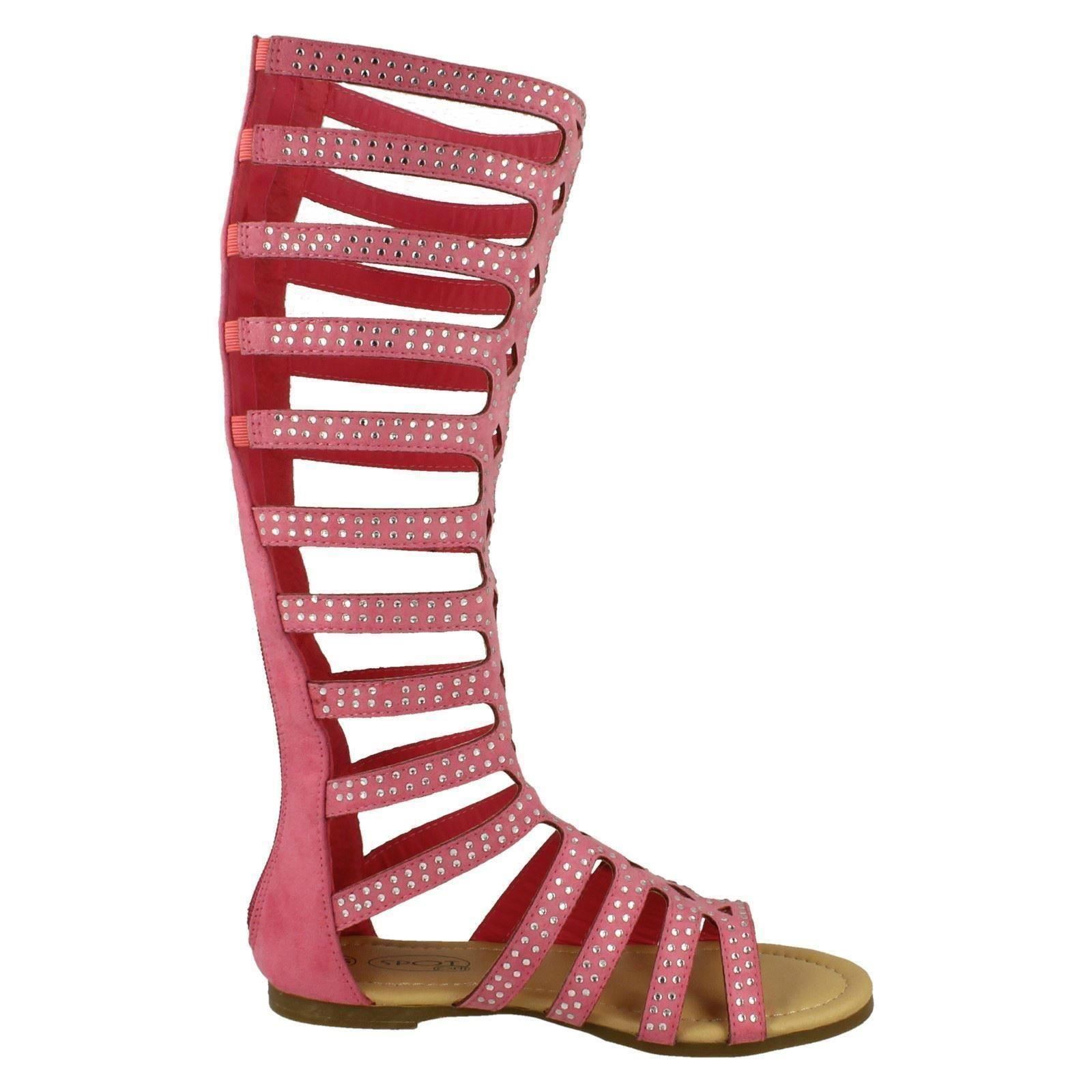 Details about / Girls Spot On Knee High Gladiator /'Sandals/'
