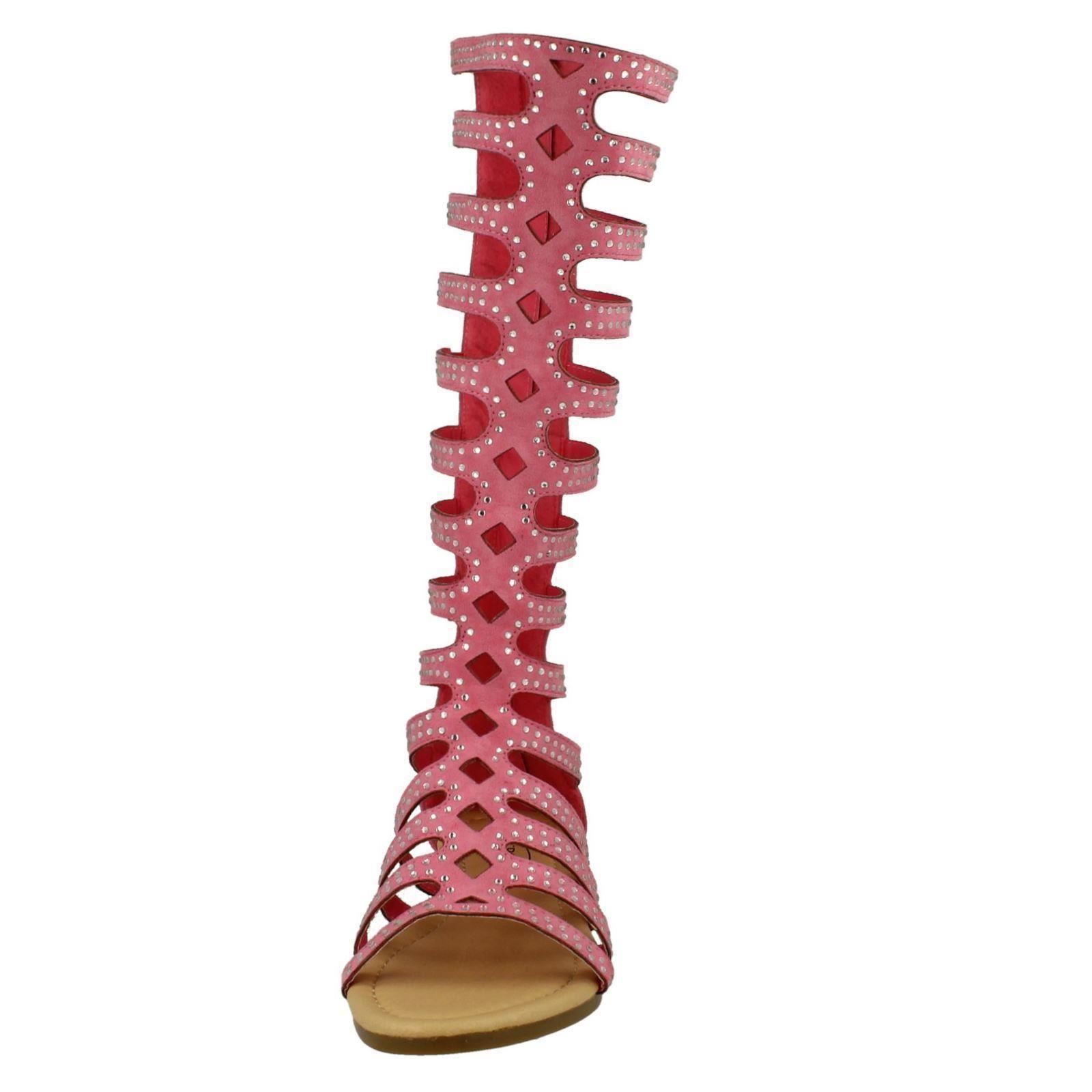 Details about / Girls Spot On Knee High Gladiator /'Sandals/'