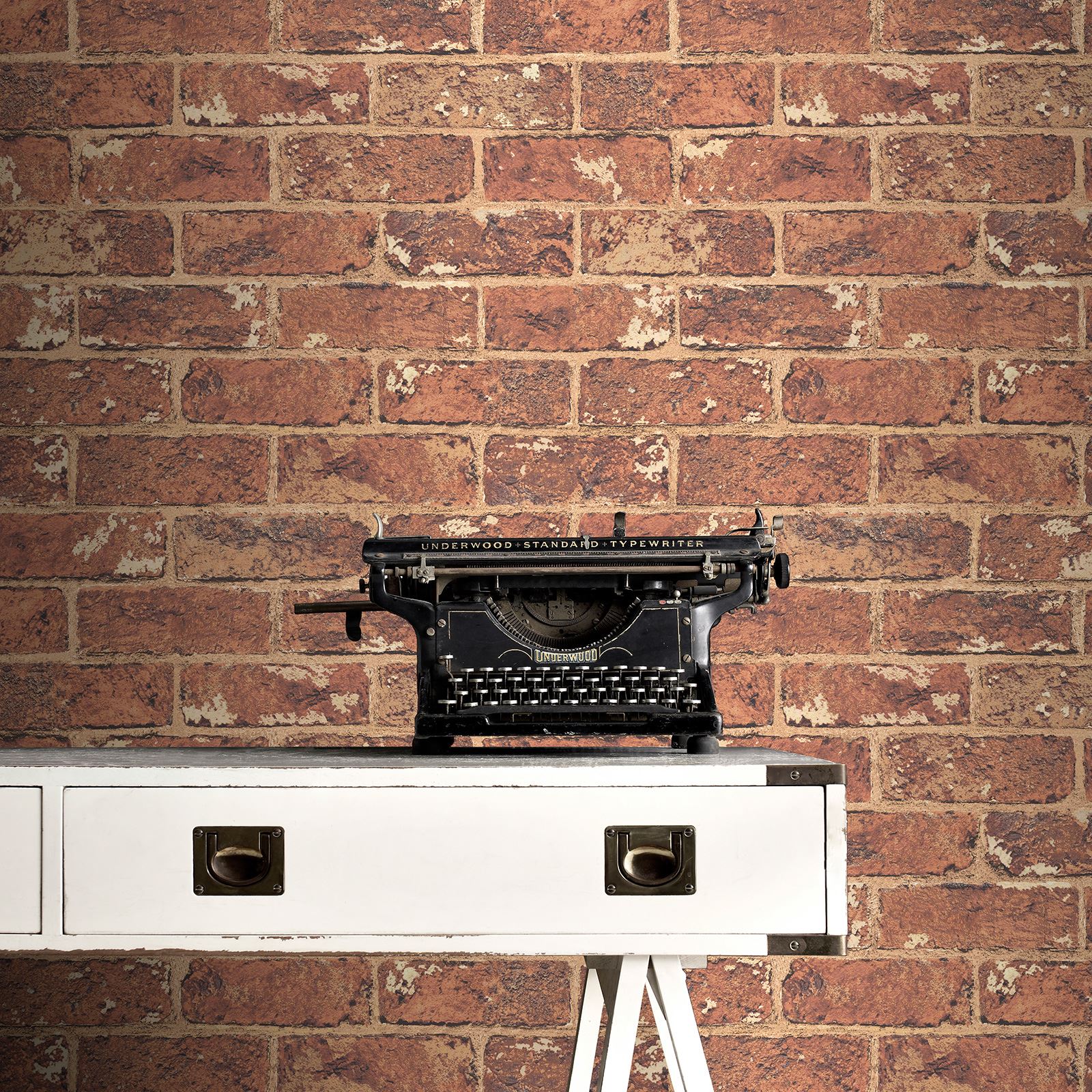 RED BRICK EFFECT REALISTIC WALLPAPER ROOM DECOR FEATURE ...