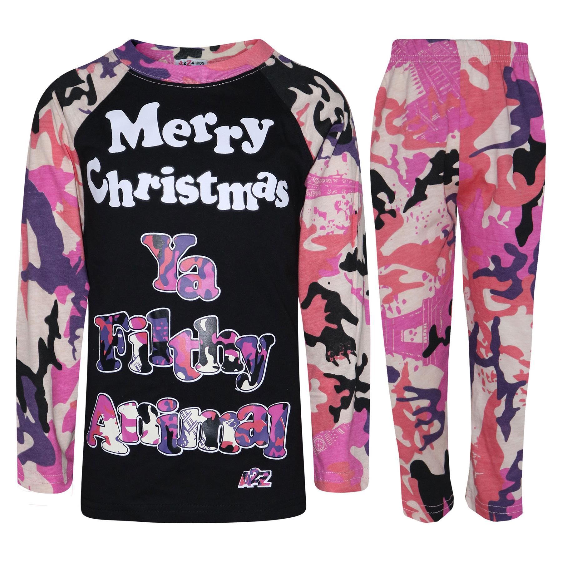 Bambine Ragazzi DI PJ Ya Filthy Camouflage Stampa Natale Pigiama Set rosa