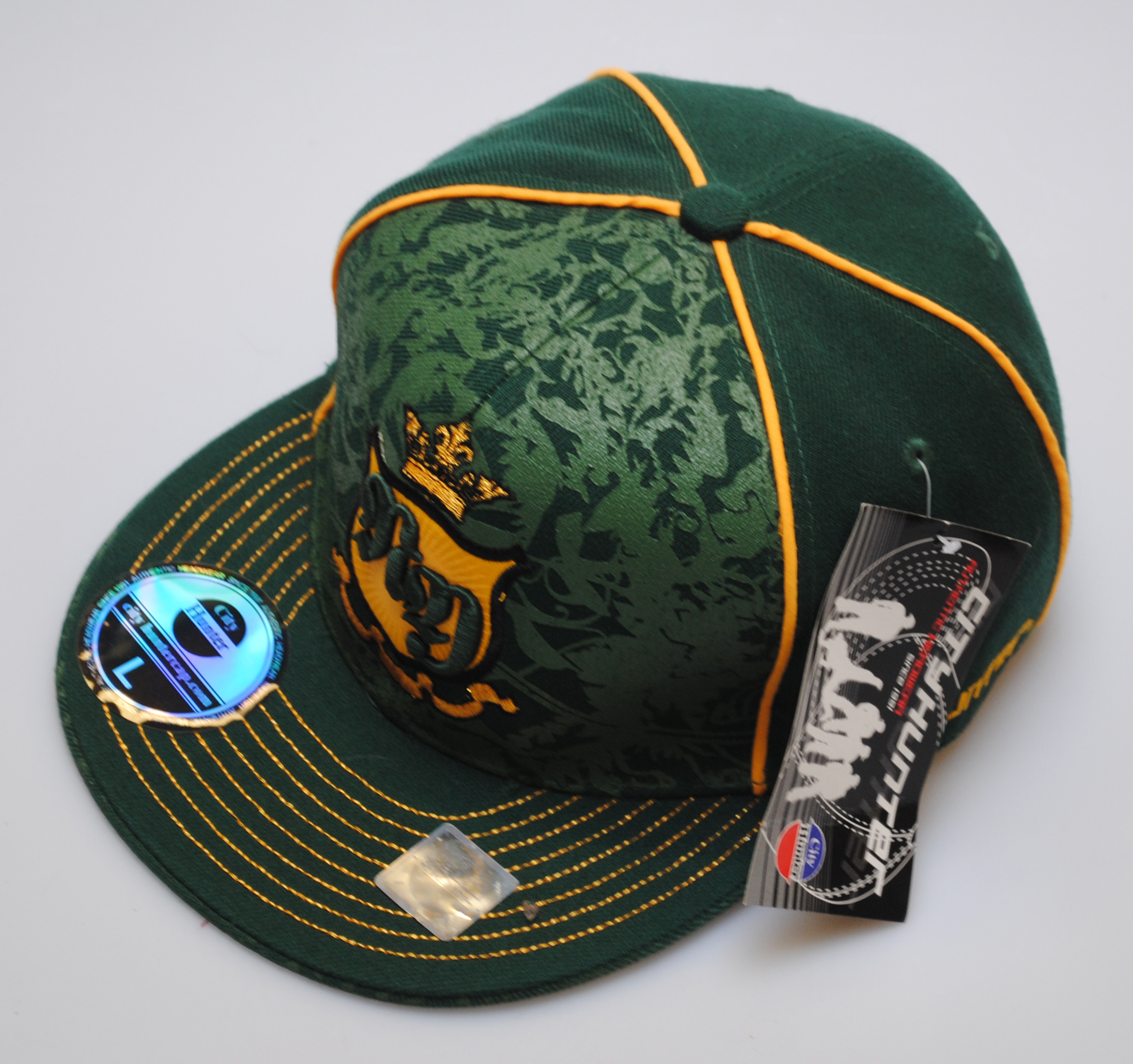 Mens City Hunter New York NY Shield Crown Cap Flat Peak Embroidered