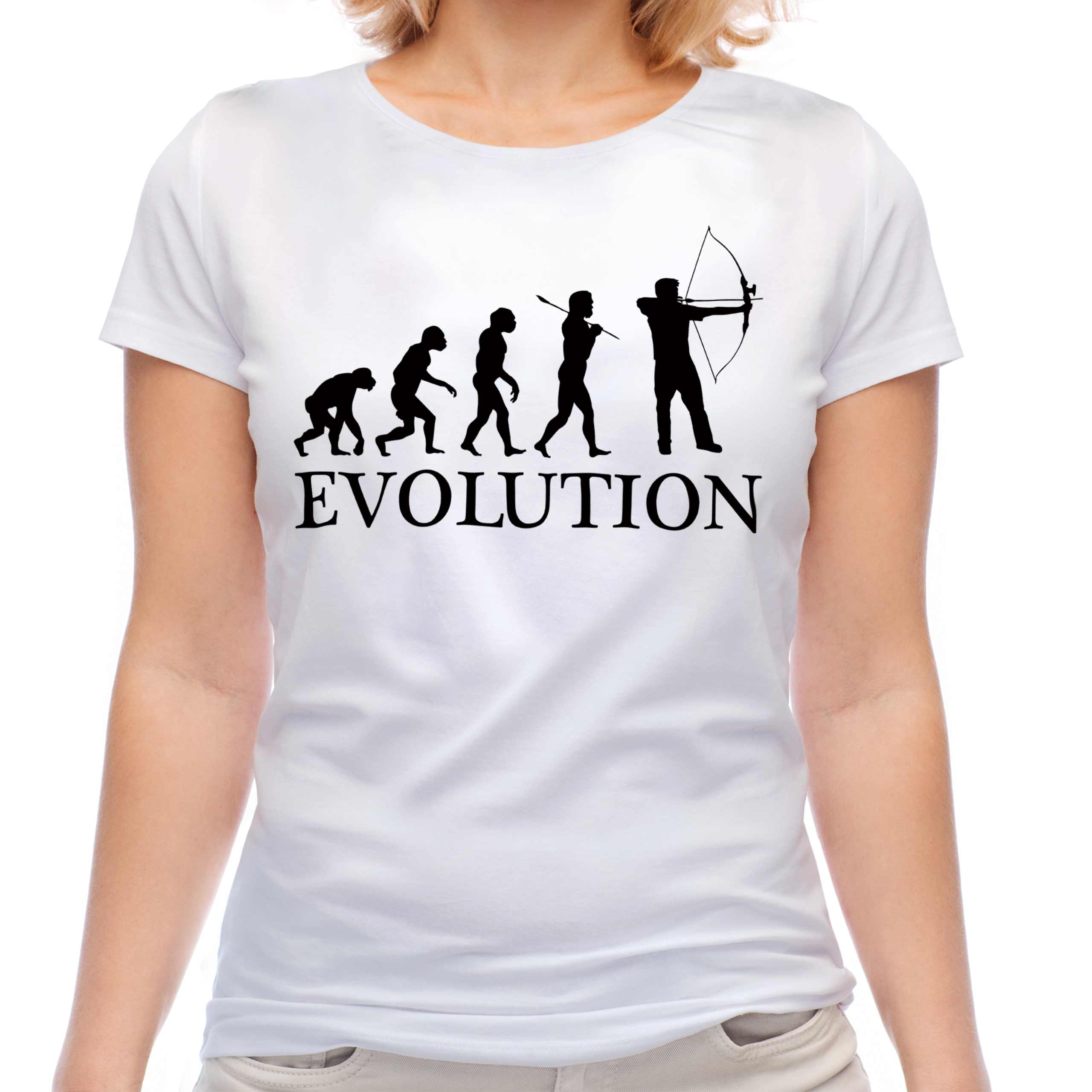 Tiro con Arco Evolution Of Man Mujer Camiseta Top Regalo Lazo Y Flecha