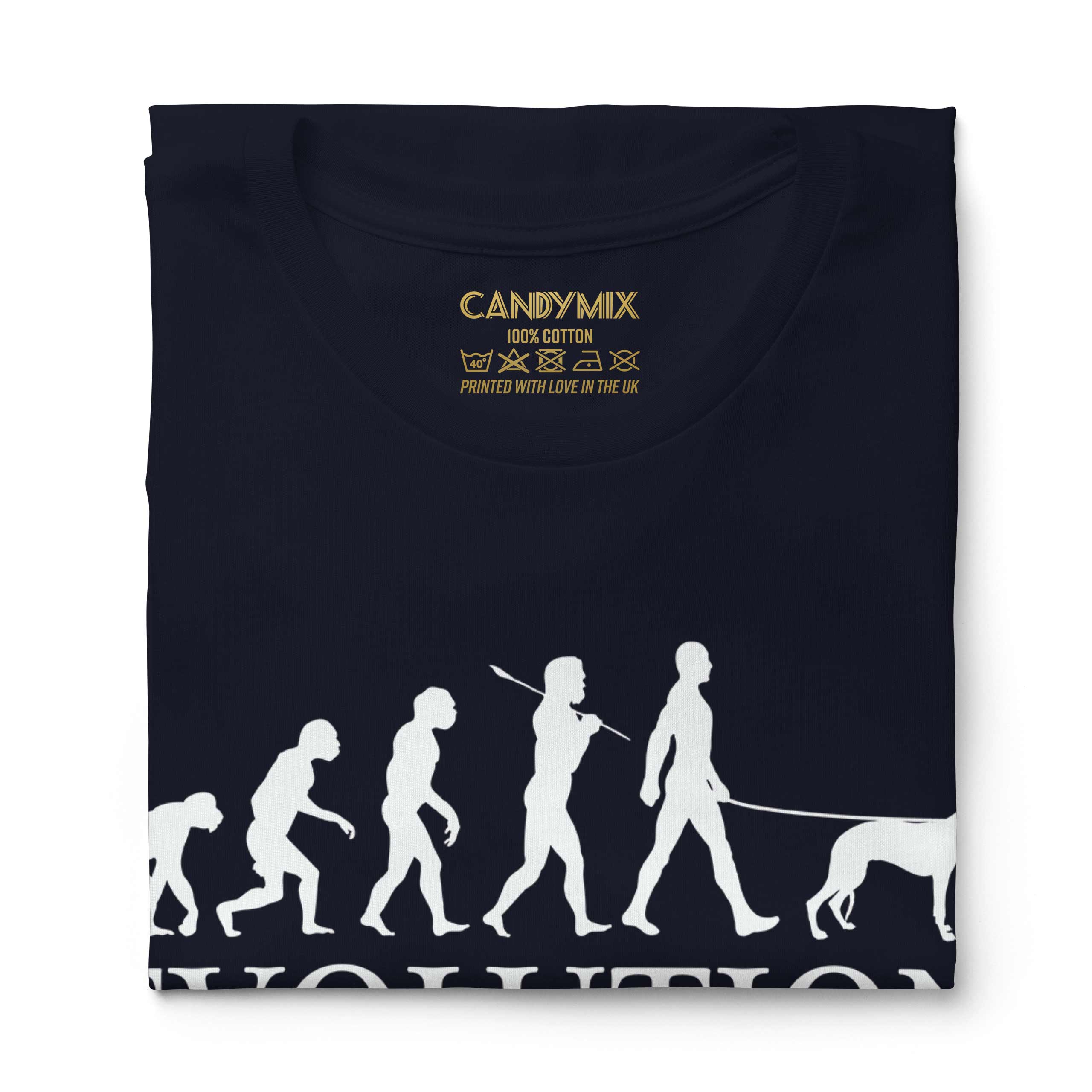 Candymix T-Shirt Donna Whippet Evoluzione Umana - 100% Cotone, Vestibilità Standard, Stampa Di Qualità