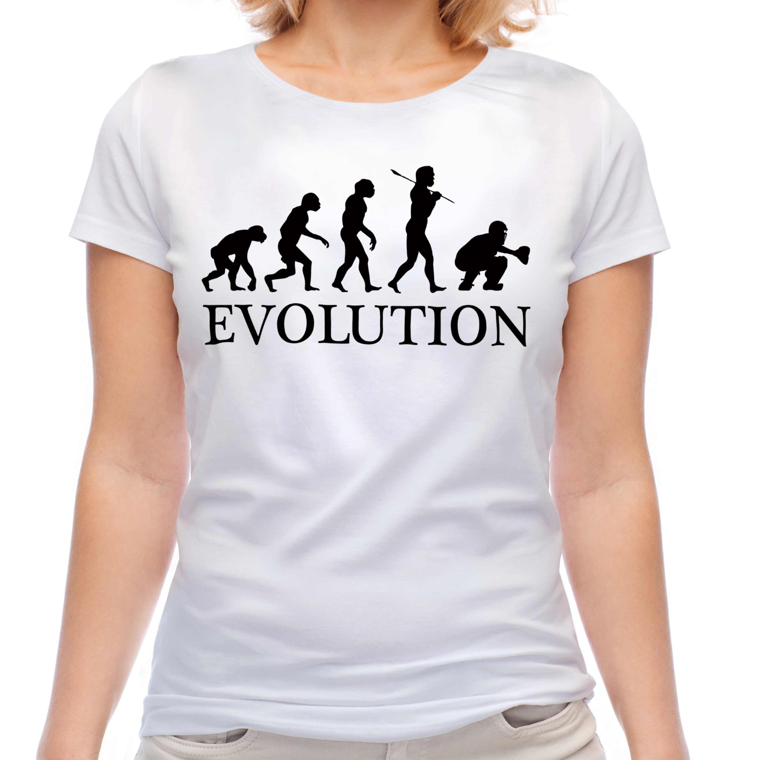 BASEBALL CATCHER EVOLUTION OF MAN LADIES T-SHIRT TEE TOP GIFT