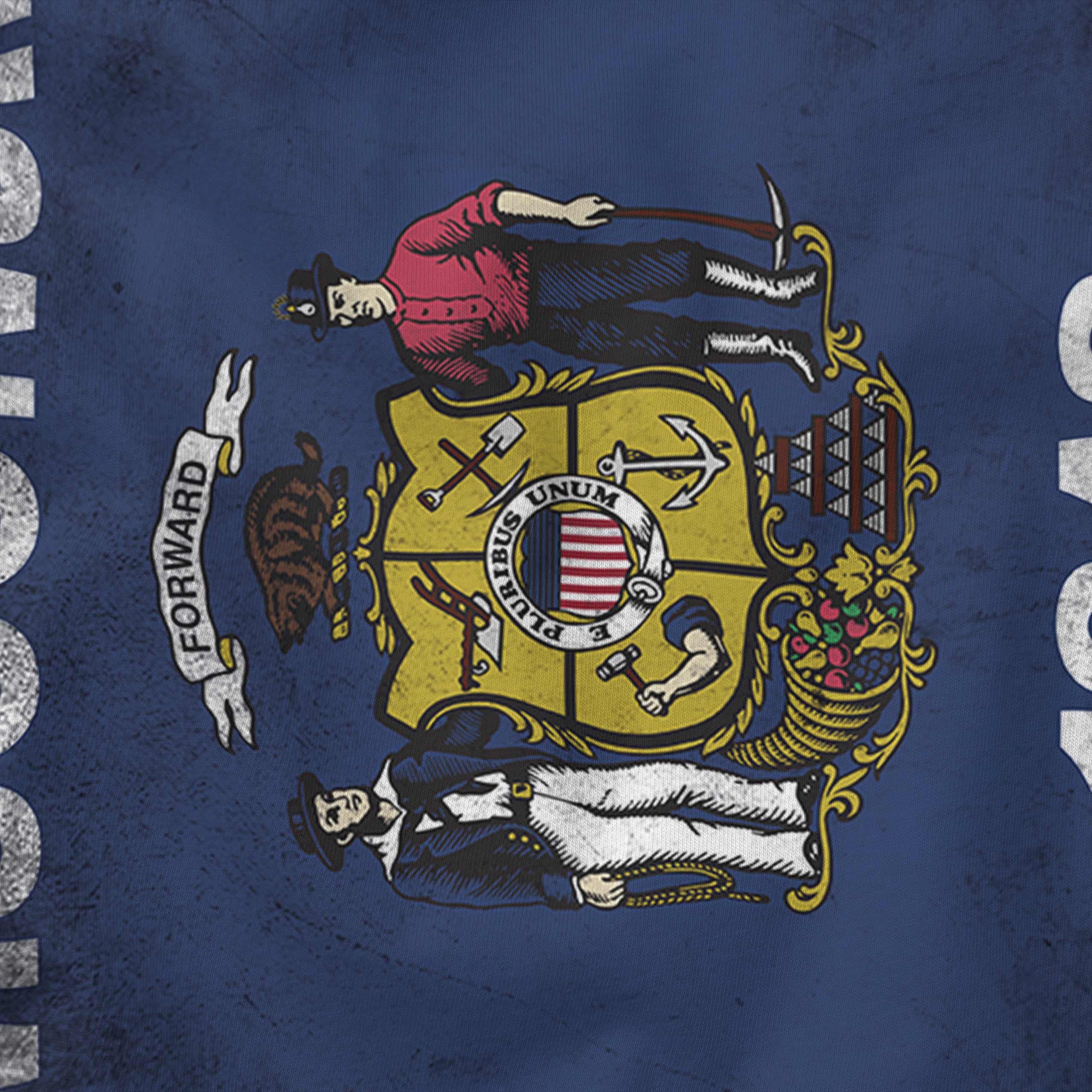 T-shirt Femme Candymix Wisconsin State Flag - Bleu Marine, Taille 38-40 - 100% Coton, Délavé