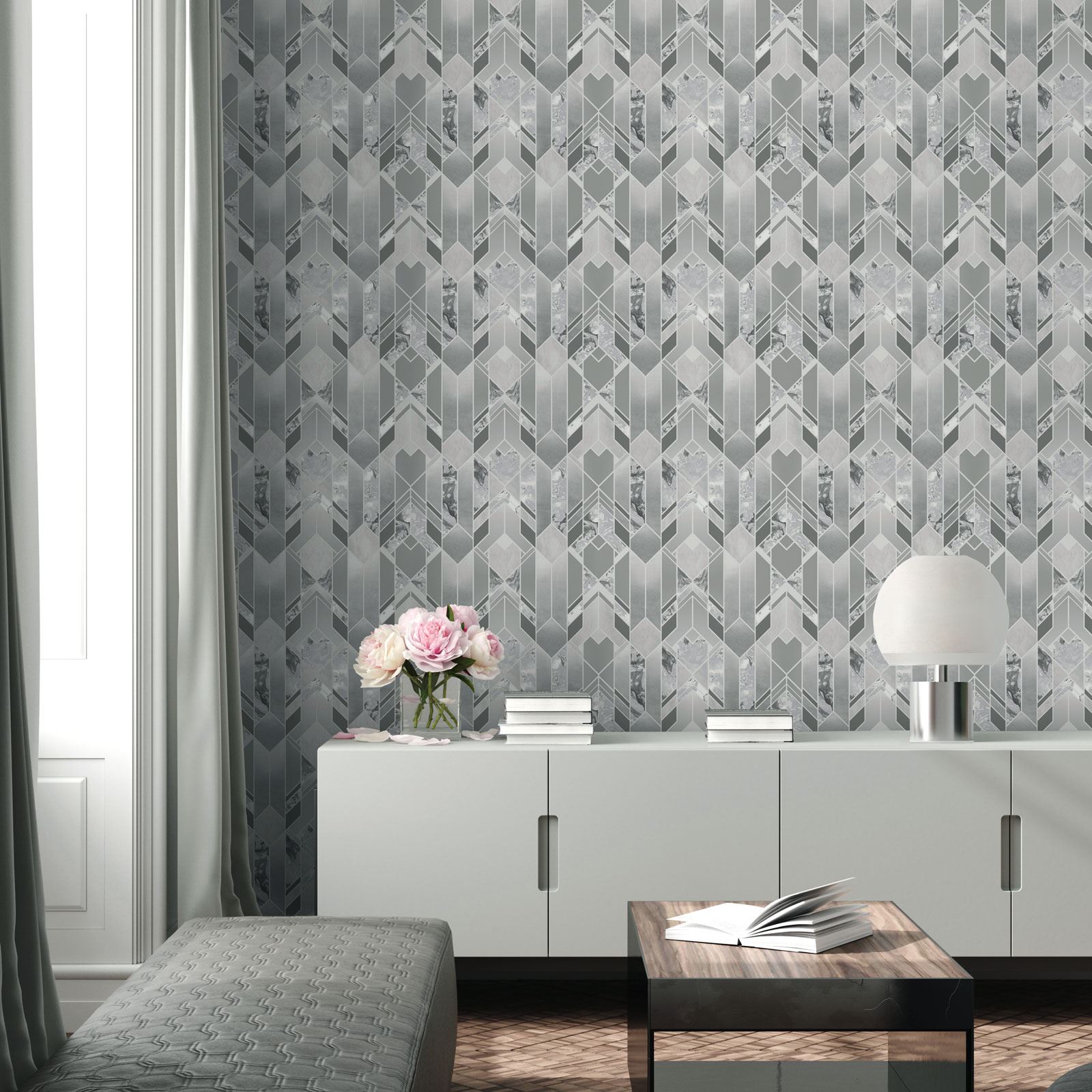 Metallic Foil Texture Papier Peint-Plain Super Brillant caractéristique mur-HOLDEN DECOR