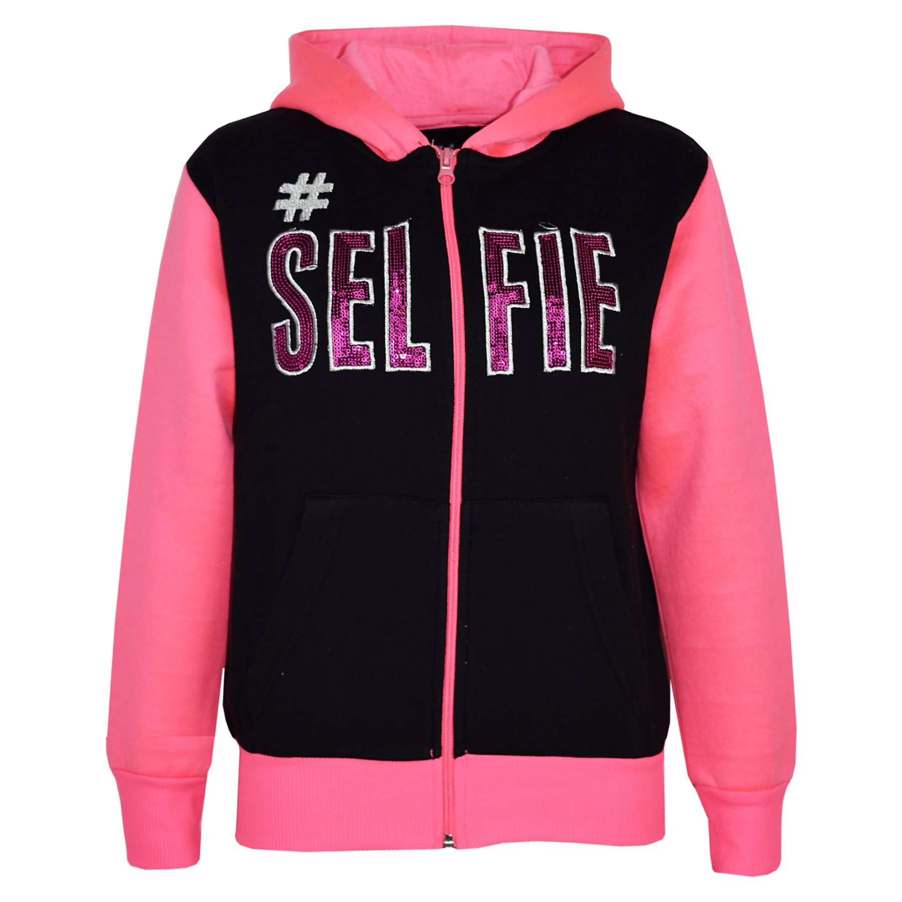 Kids Girls Tracksuit #Selfie Print Hoodie /& Bottom Jog Suit New Age 7-13 Years