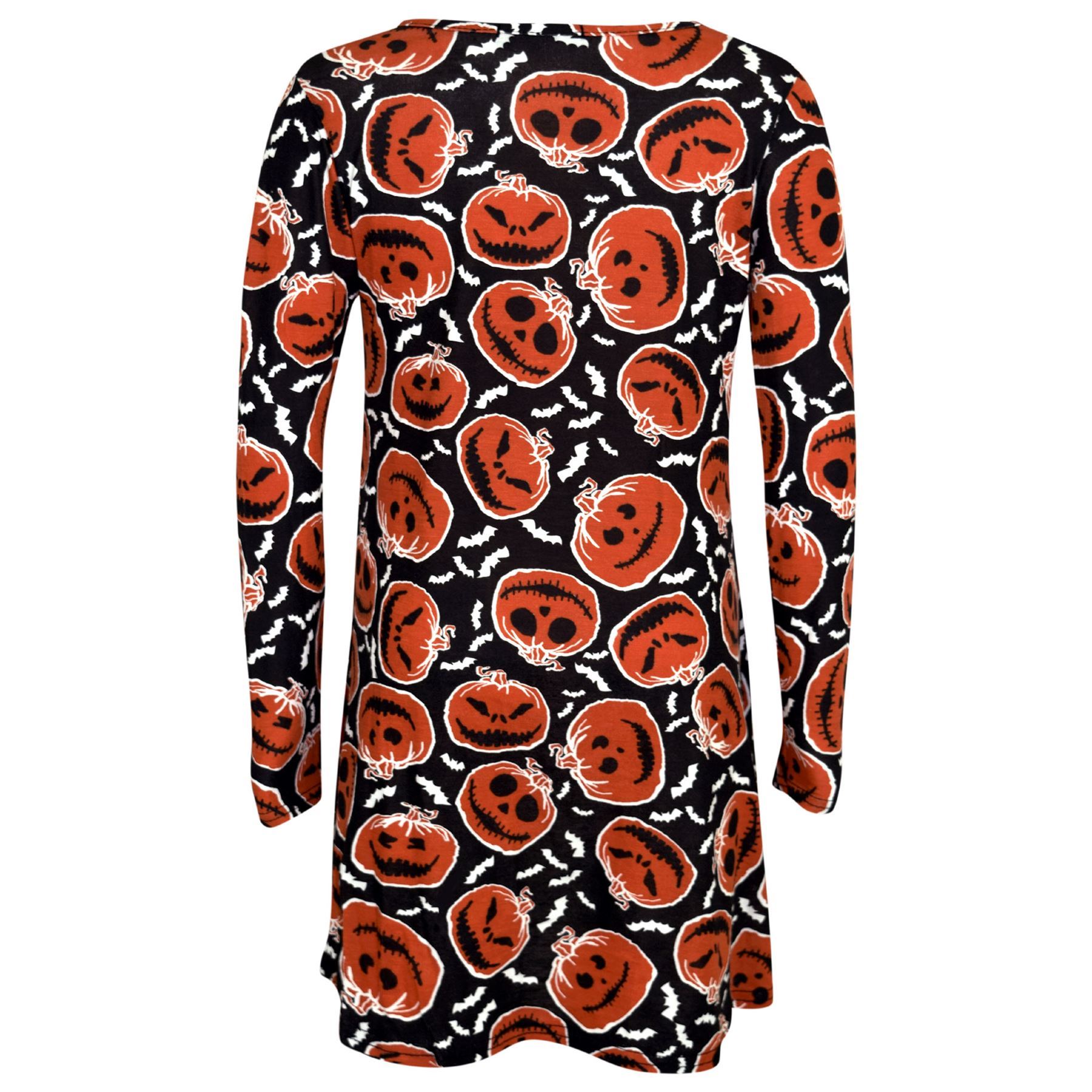 Halloween Girls Skull Pumpkin Witches Ghost Print Leggings Trick Dresses - Picture 27 of 53