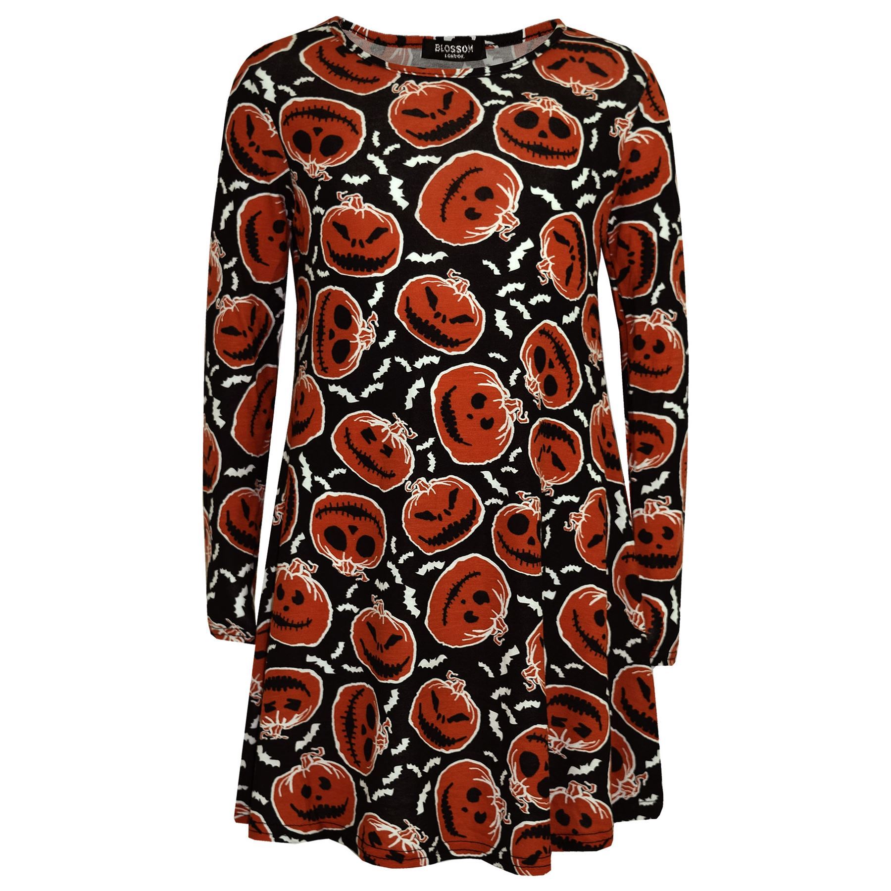 Halloween Girls Skull Pumpkin Witches Ghost Print Leggings Trick Dresses - Picture 26 of 53