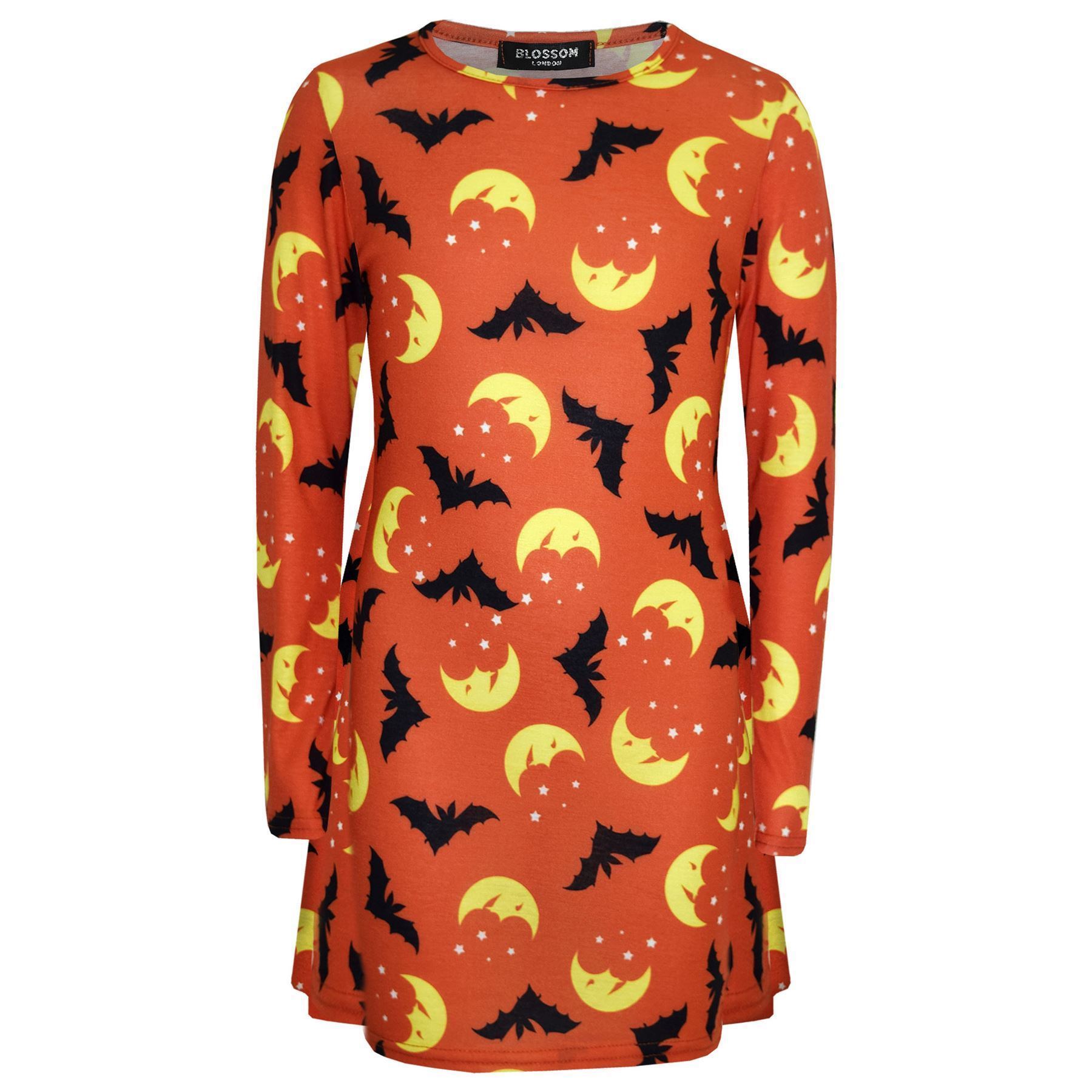 Halloween Girls Skull Pumpkin Witches Ghost Print Leggings Trick Dresses - Picture 23 of 53