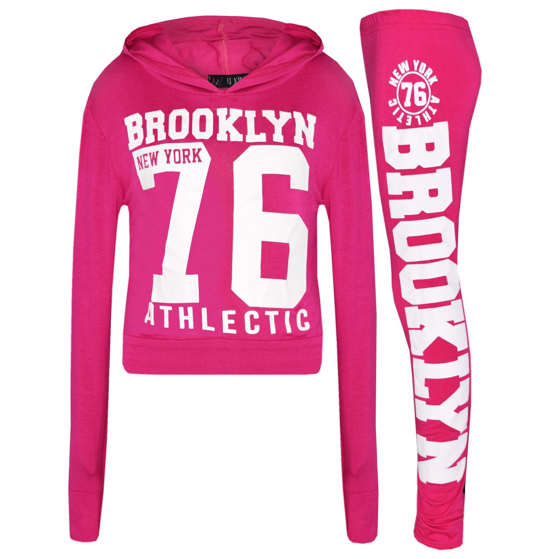 Top Ragazze Bambini Brooklyn 76 Stampa Cappuccio Legging Sala Wear corto bianco