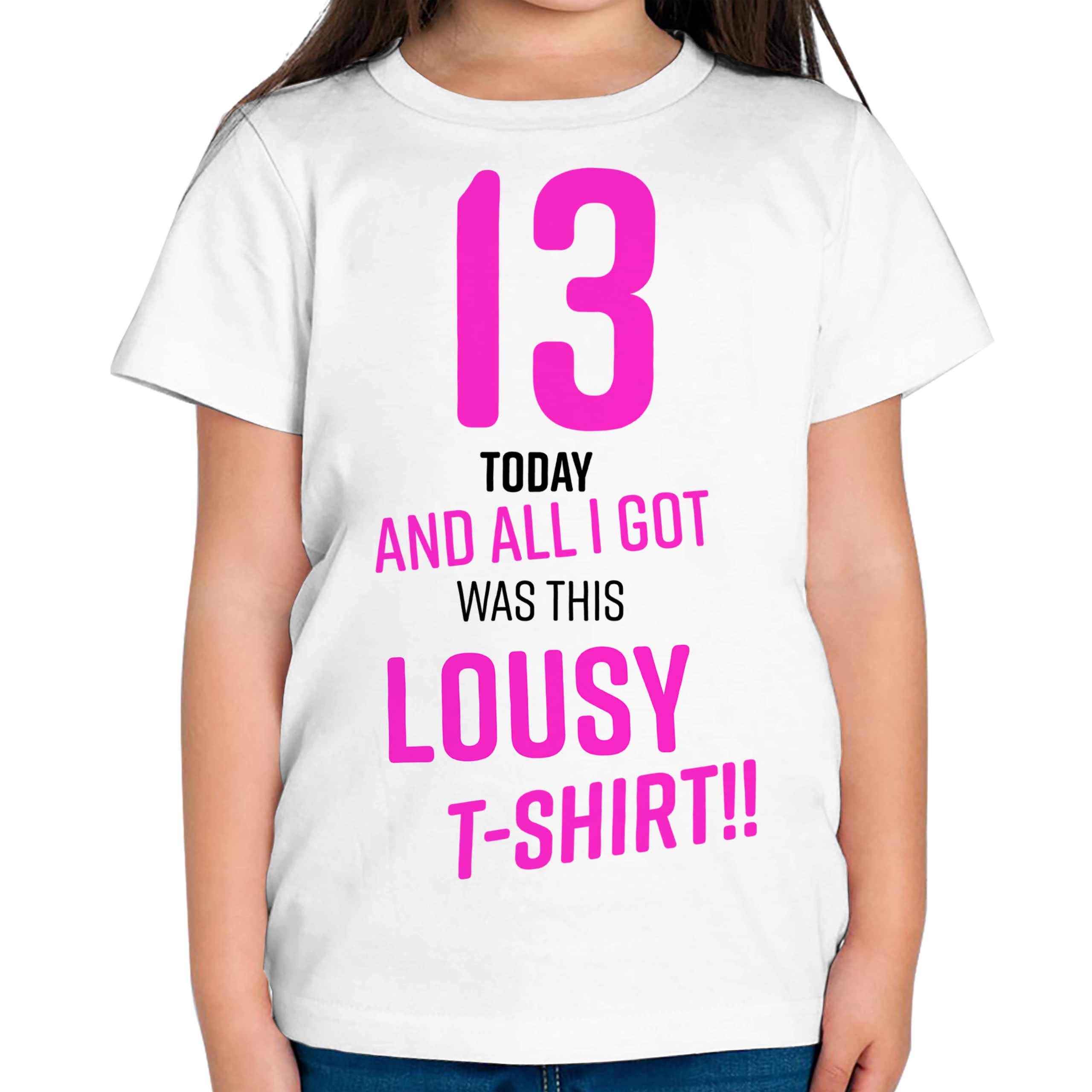 FUNNY 13TH BIRTHDAY PRESENT LOUSY T-SHIRT KIDS TOP GIFT PINK NOVELTY JOKE 13 SON - Picture 2 of 16