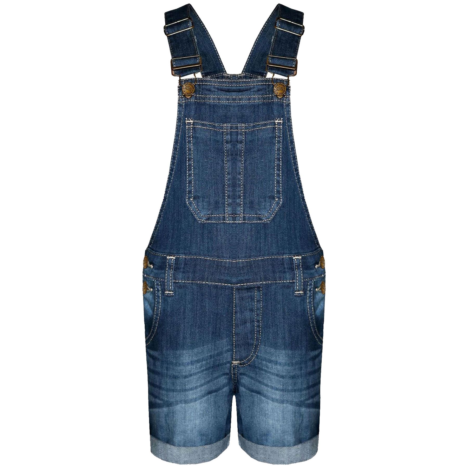 Bambine Jeans Elasticizzato Salopette Pantaloncini Tuta Tutti IN Uno 7-13  Anni | eBay