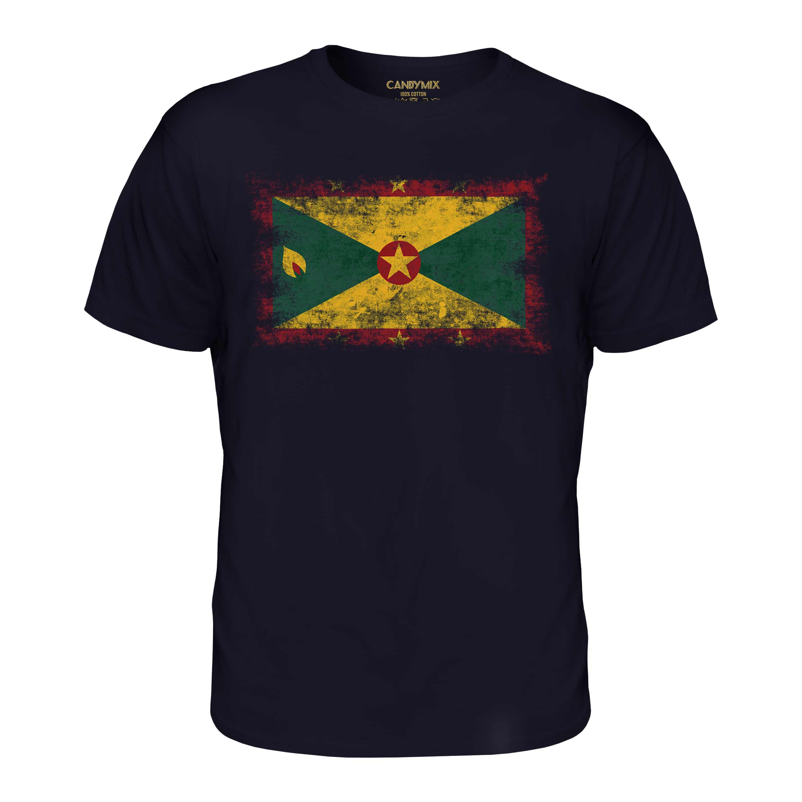 Grenada Bandiera Effetto Consumato T-Shirt Top Grenadian Maglia Calcio Jersey - Picture 18 of 21