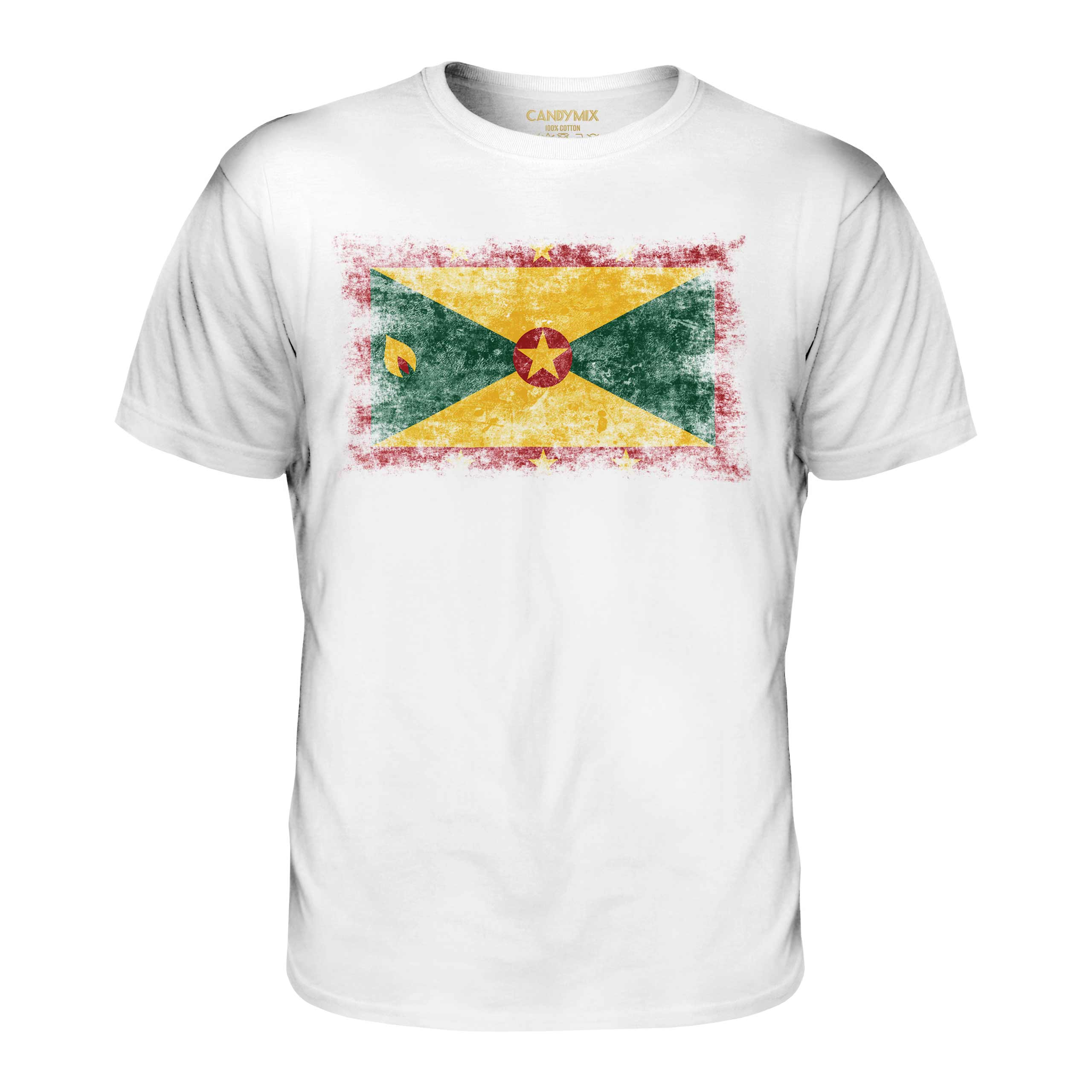 Grenada Bandiera Effetto Consumato T-Shirt Top Grenadian Maglia Calcio Jersey - Picture 3 of 21