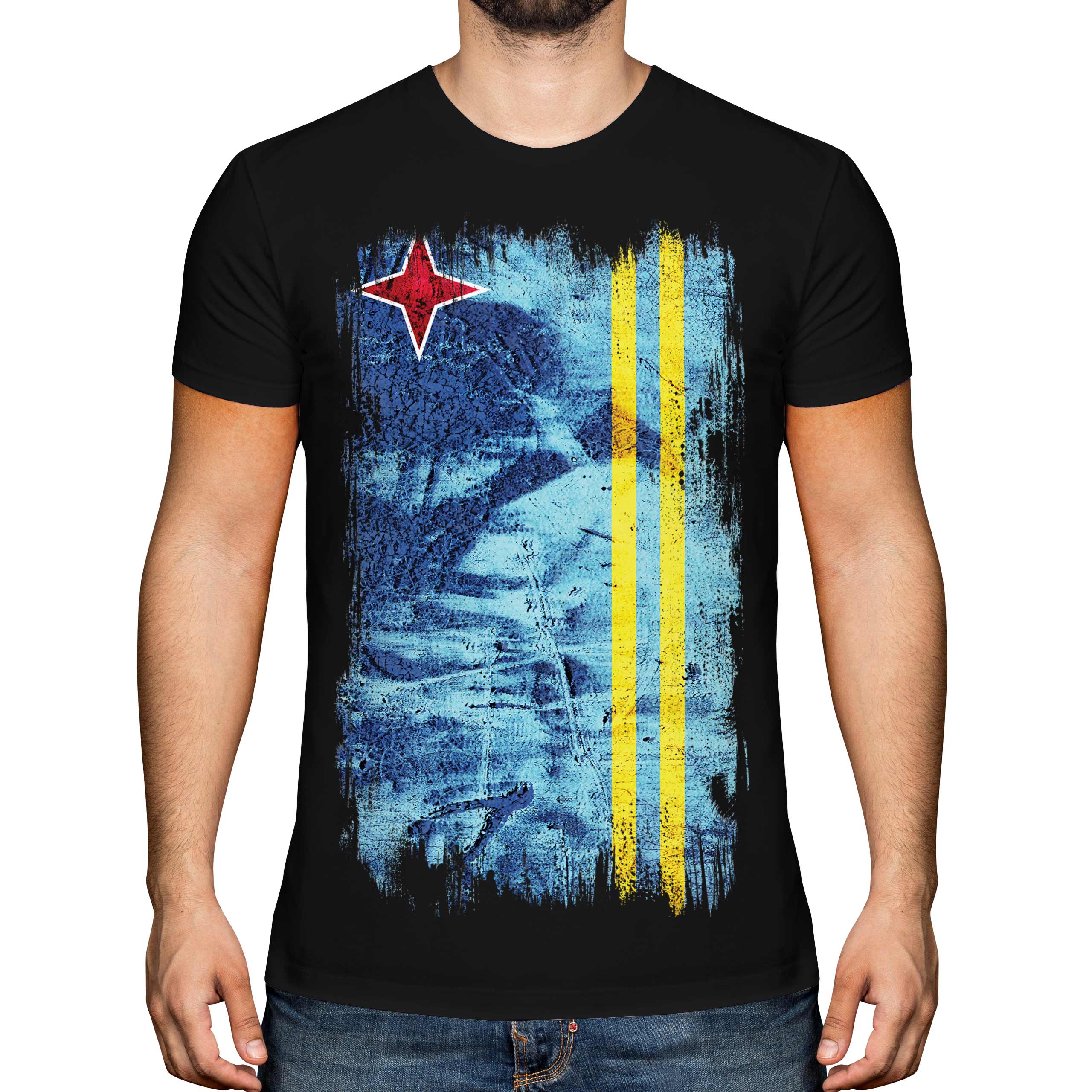 Aruba Grunge Drapeau Hommes T-Shirt Aruban Maillot de Football Cadeau - Picture 7 of 21