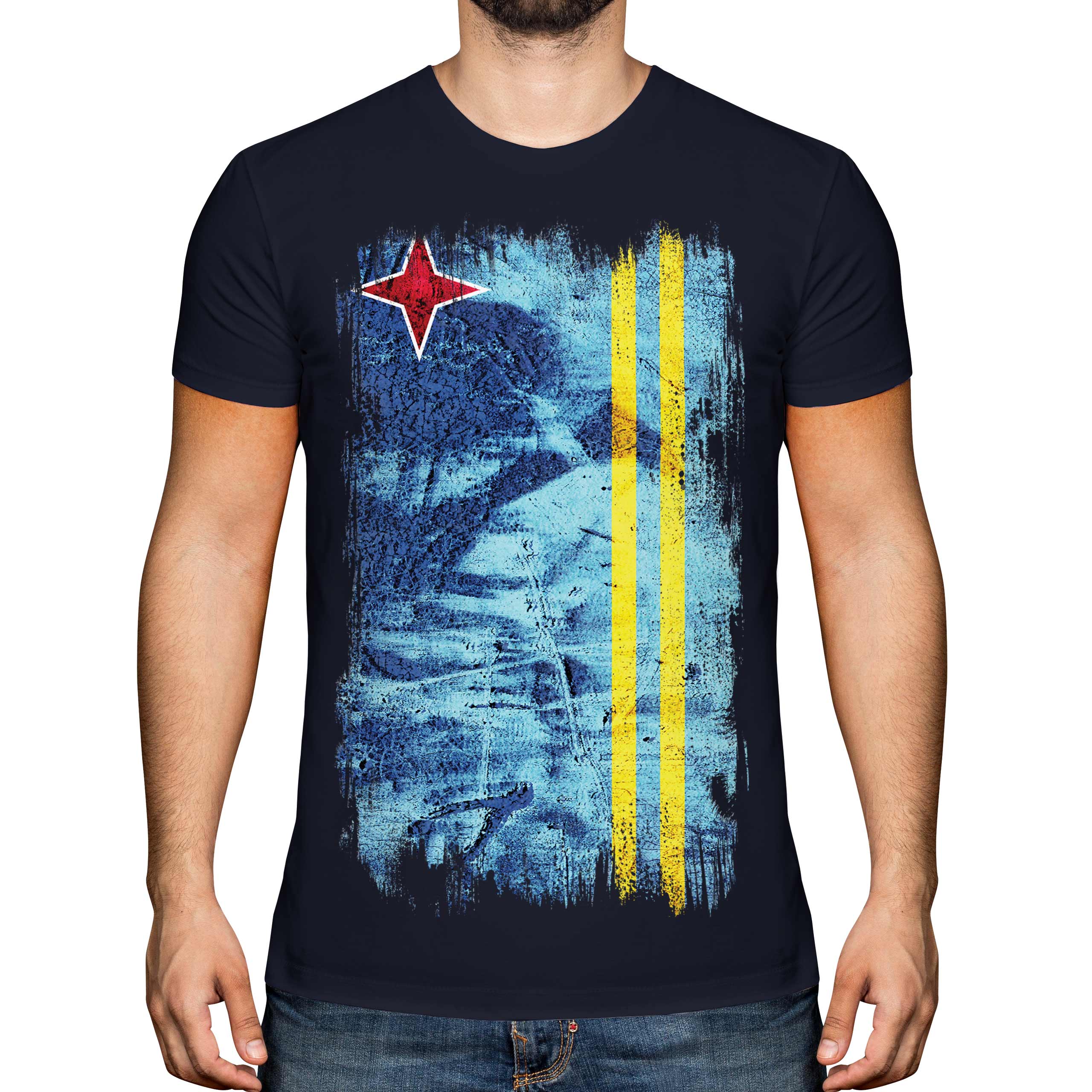 Aruba Grunge Drapeau Hommes T-Shirt Aruban Maillot de Football Cadeau - Picture 17 of 21