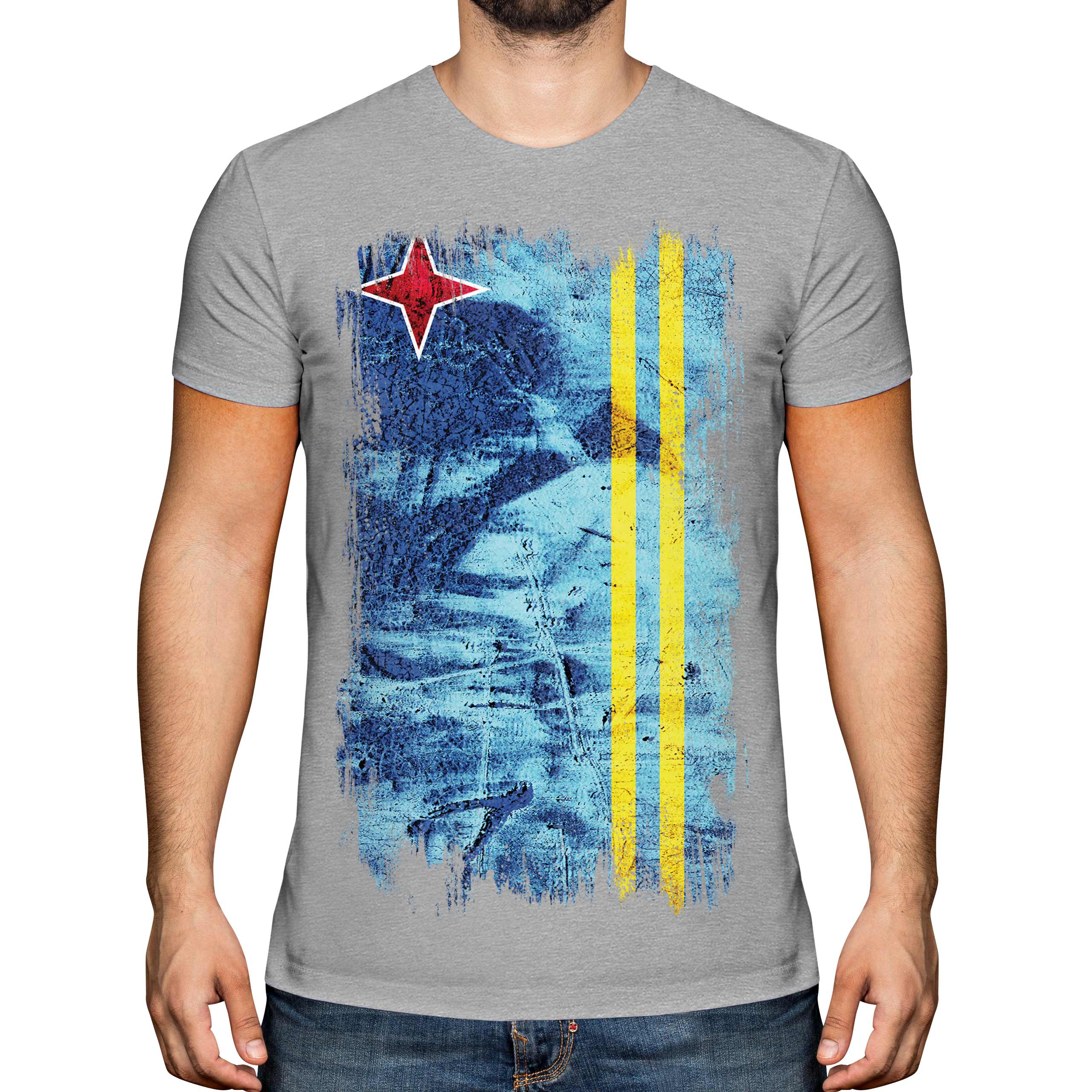 Aruba Grunge Drapeau Hommes T-Shirt Aruban Maillot de Football Cadeau - Picture 12 of 21