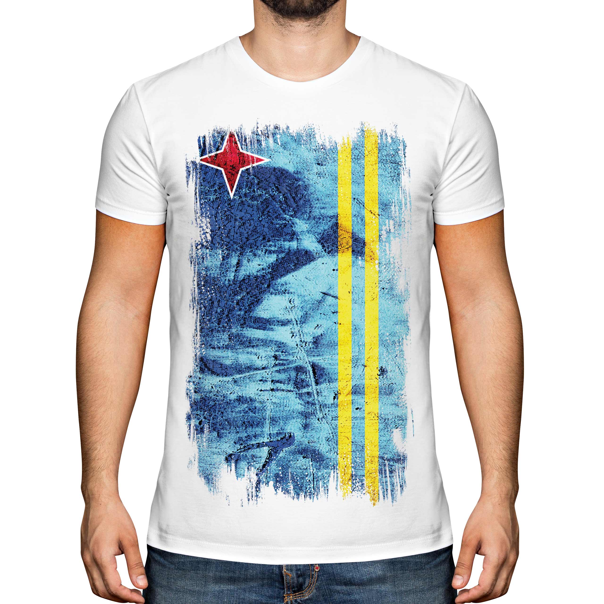 Aruba Grunge Drapeau Hommes T-Shirt Aruban Maillot de Football Cadeau - Picture 2 of 21