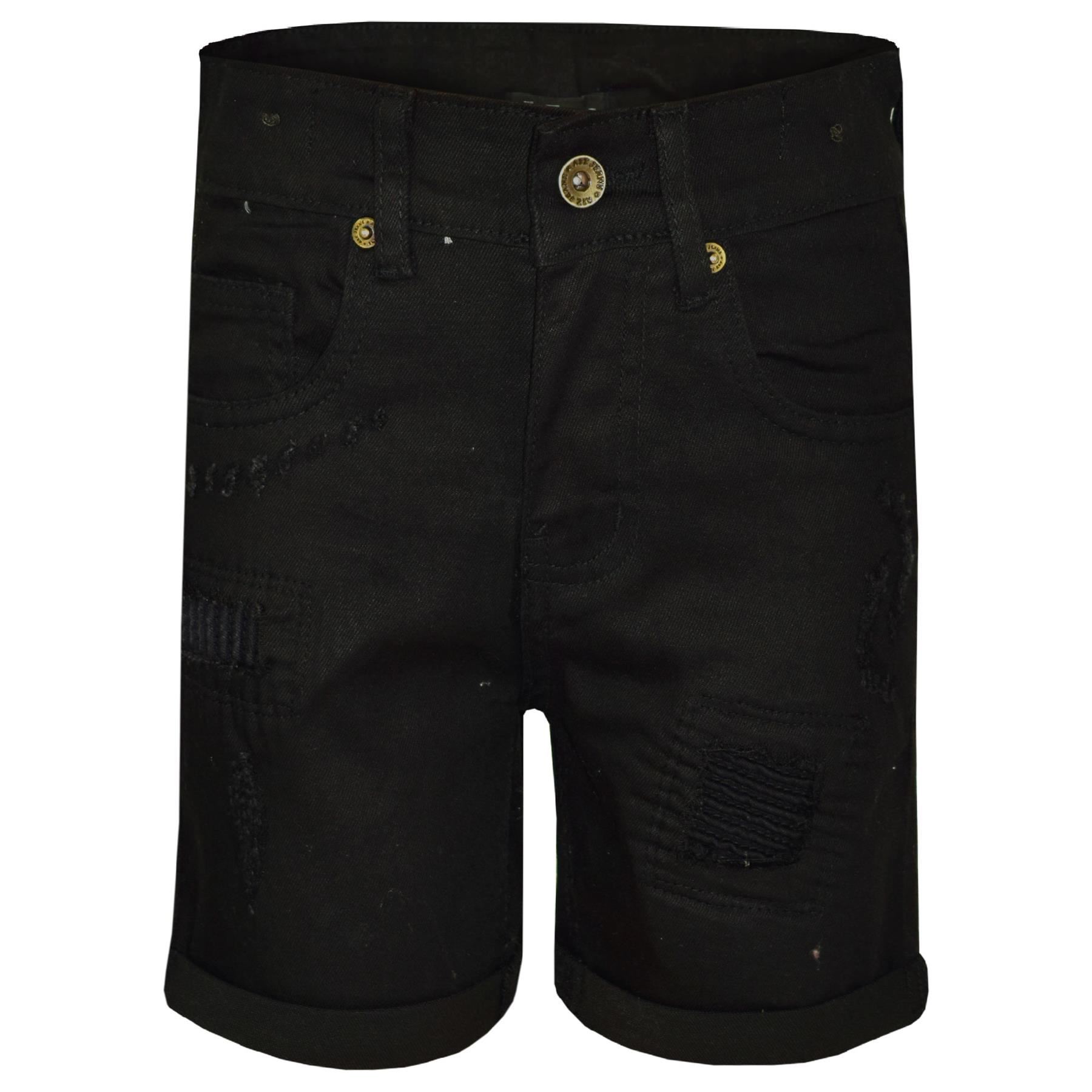 Bambini Ragazzi Strappato Jet Pantaloncini Comfort Stretch Pantaloni jeans nero