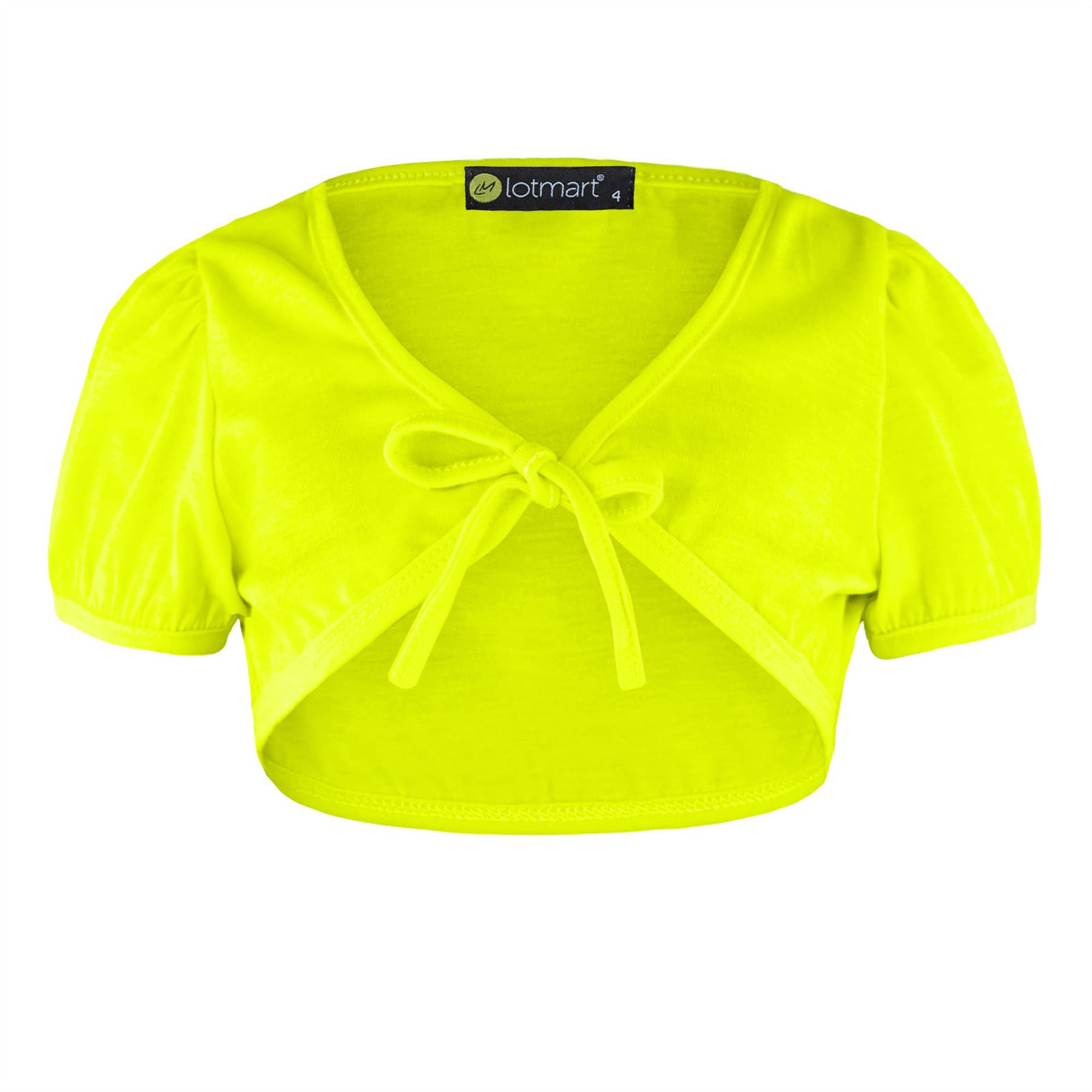 Ragazze Corto Coprispalle Bambini con Lacci Davanti Bolero Manica Top Taglie 1-1