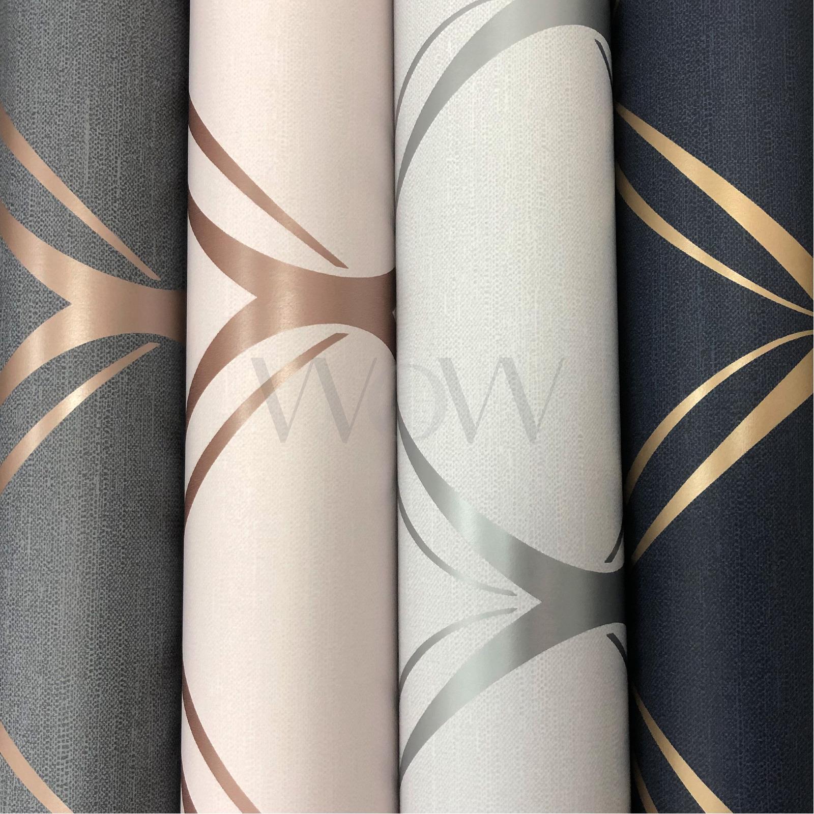 World Of Wallpaper Clifton Wave Geometric Metallic Rose Gold