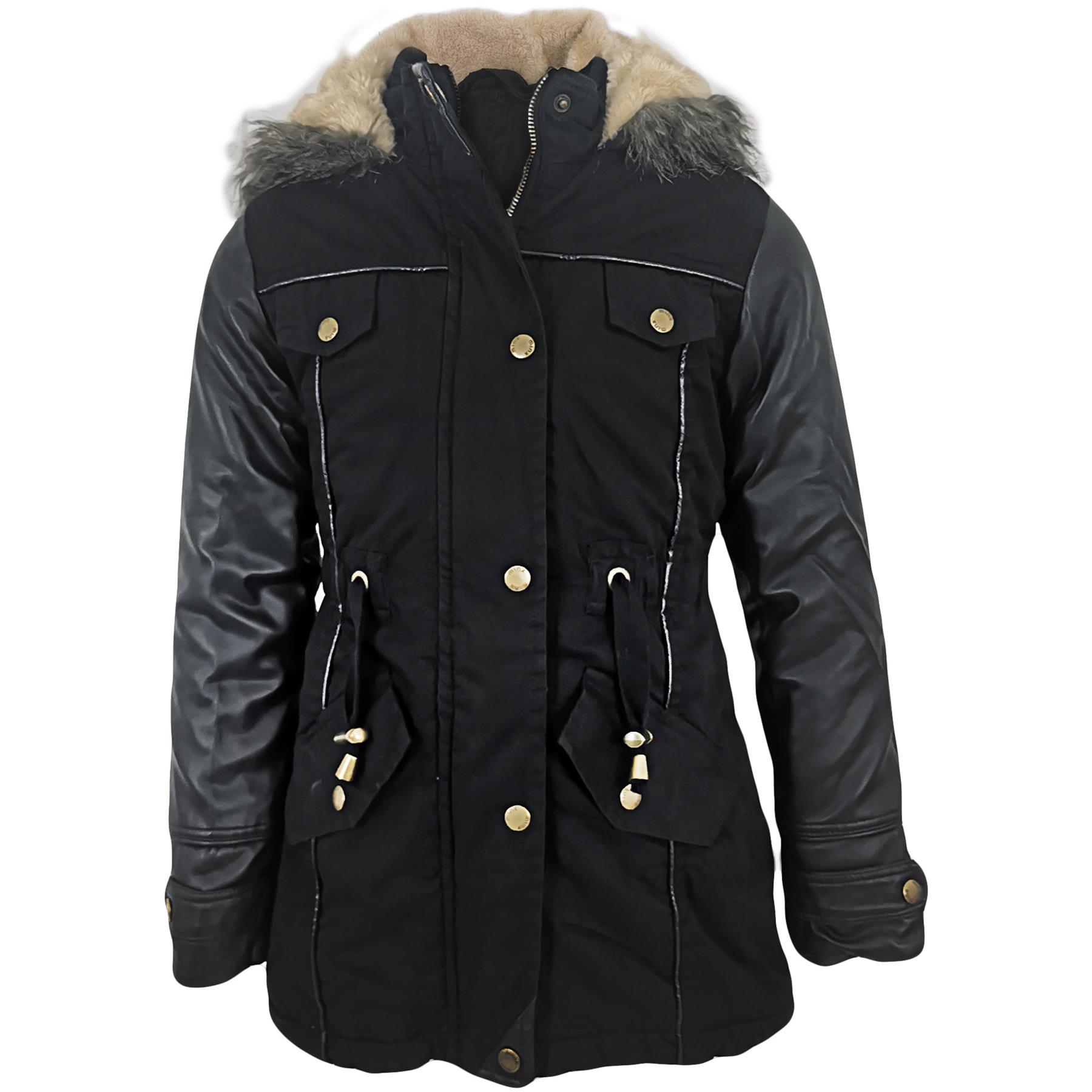 Bambini Parka Pelliccia Finta Cappotto Caldo New Moda Età 2-13 con cappuccio