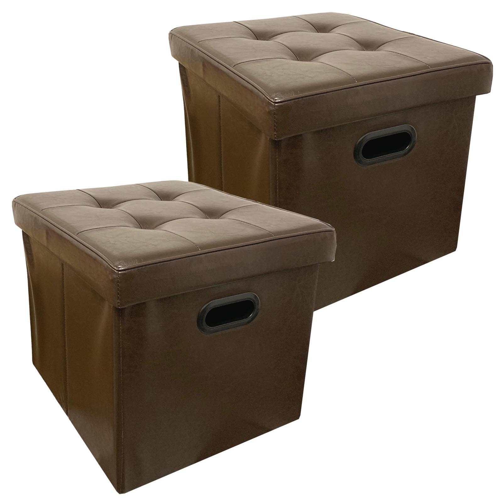 2x Espacio Taburete Piel Artificial Plegable Cubo-Asiento Caja de