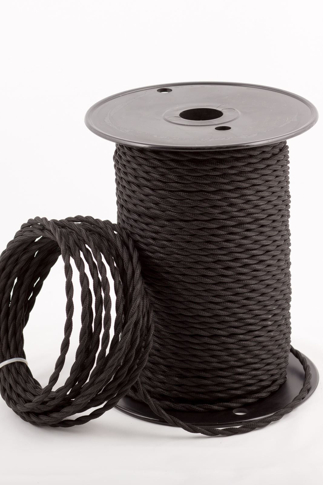 0.75 mm 2 Core Round vintage tressé tissu gris couvert lumière flex