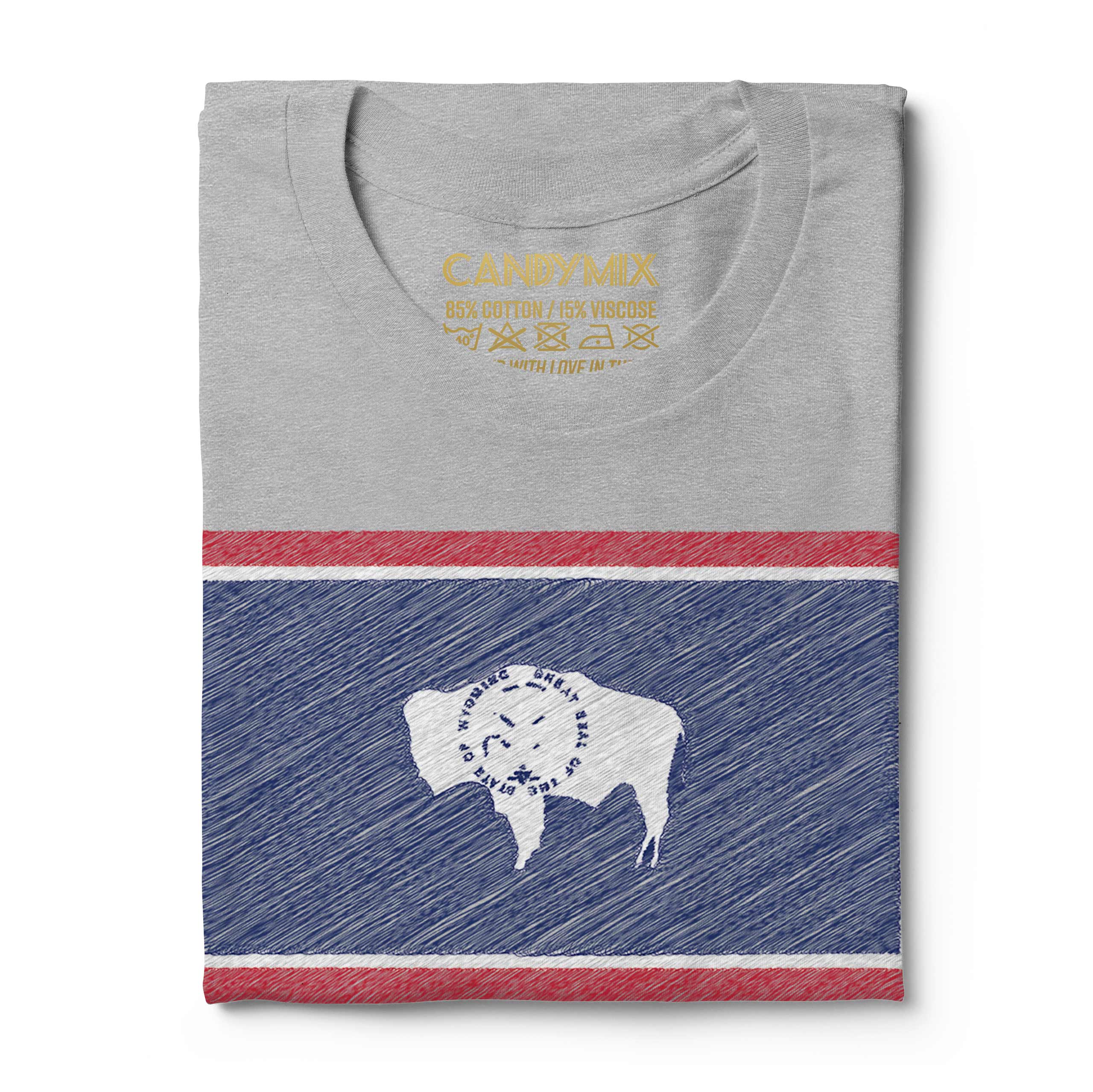 WYOMING STATE SCRIBBLE FLAG MENS T-SHIRT TEE TOP GIFT WYOMINGITE FOOTBALL - Picture 15 of 21
