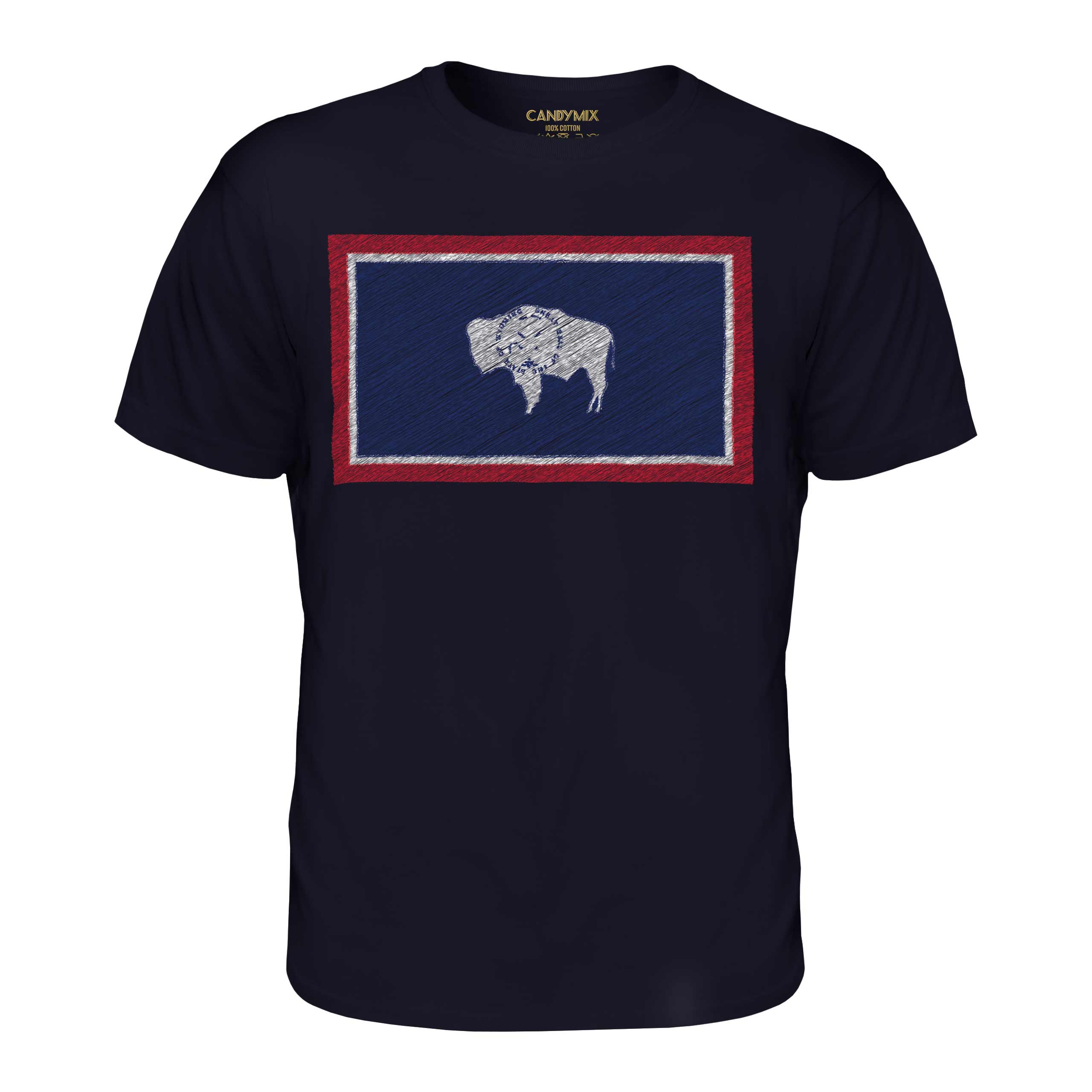 WYOMING STATE SCRIBBLE FLAG MENS T-SHIRT TEE TOP GIFT WYOMINGITE FOOTBALL - Picture 18 of 21