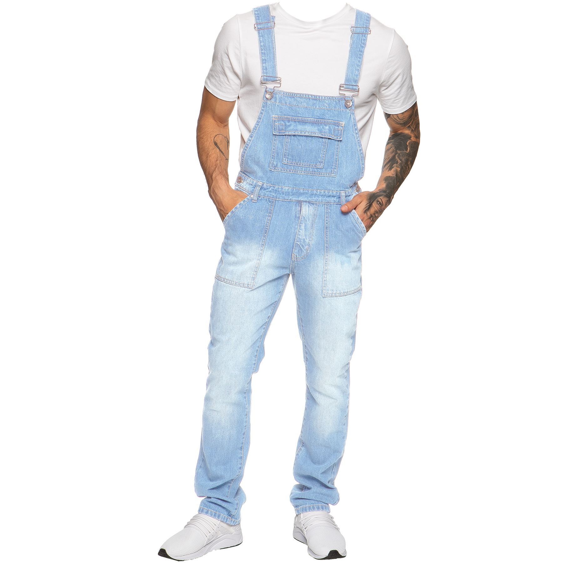 Enzo Jeans Herren Denim Blau Latzhose Alle Taillen Größe 76.2cm - 127cm ...