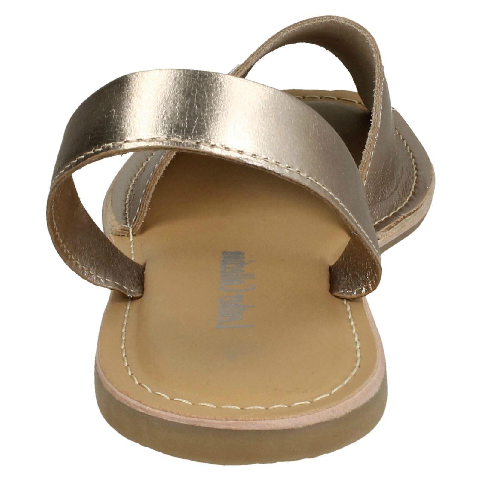 F0R0035 Ladies Leather Collection Sling-Back Black Sandals Great Price!