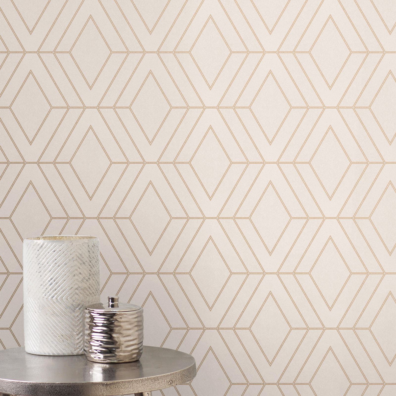 GEOMETRIC WALLPAPER ROSE GOLD SILVER NAVY BLUE TEAL METALLIC & MORE