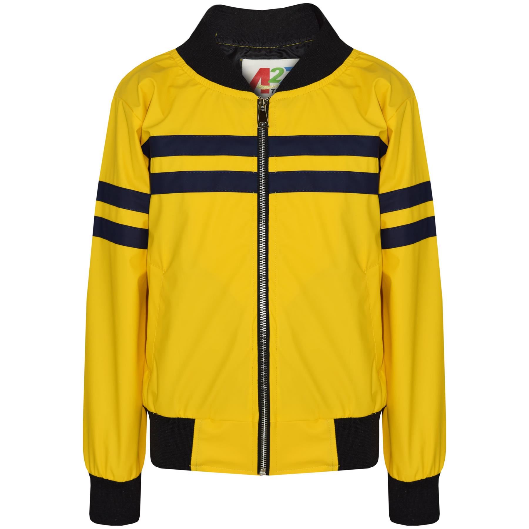Bambini Ragazzi Giacche Contrasto a Similpelle Bomber Varsity Scuola Biker righe