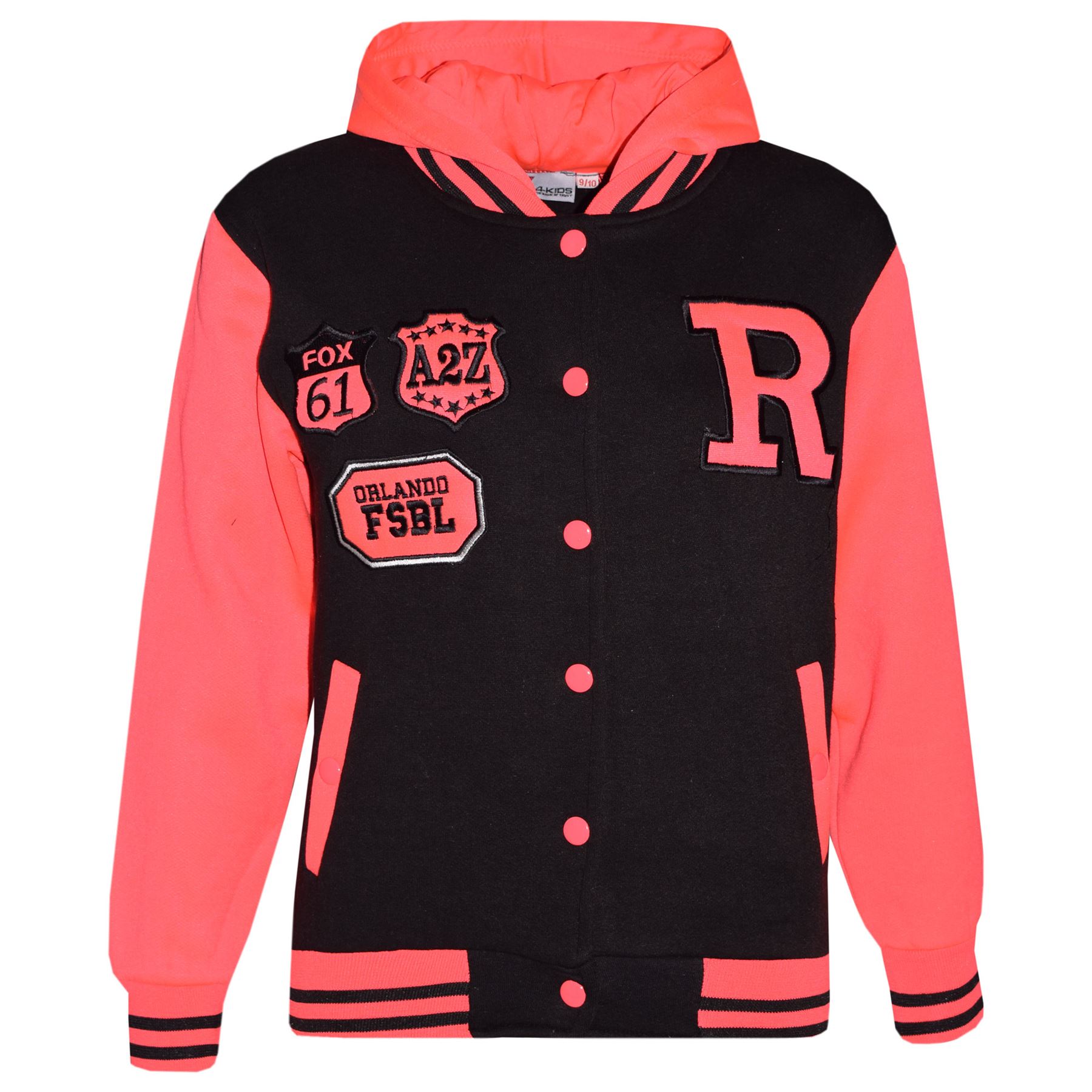Enfants Garçons Filles Baseball R Fox Survêtement Bleu Marine à Capuche Varsity Veste /& Pantalon