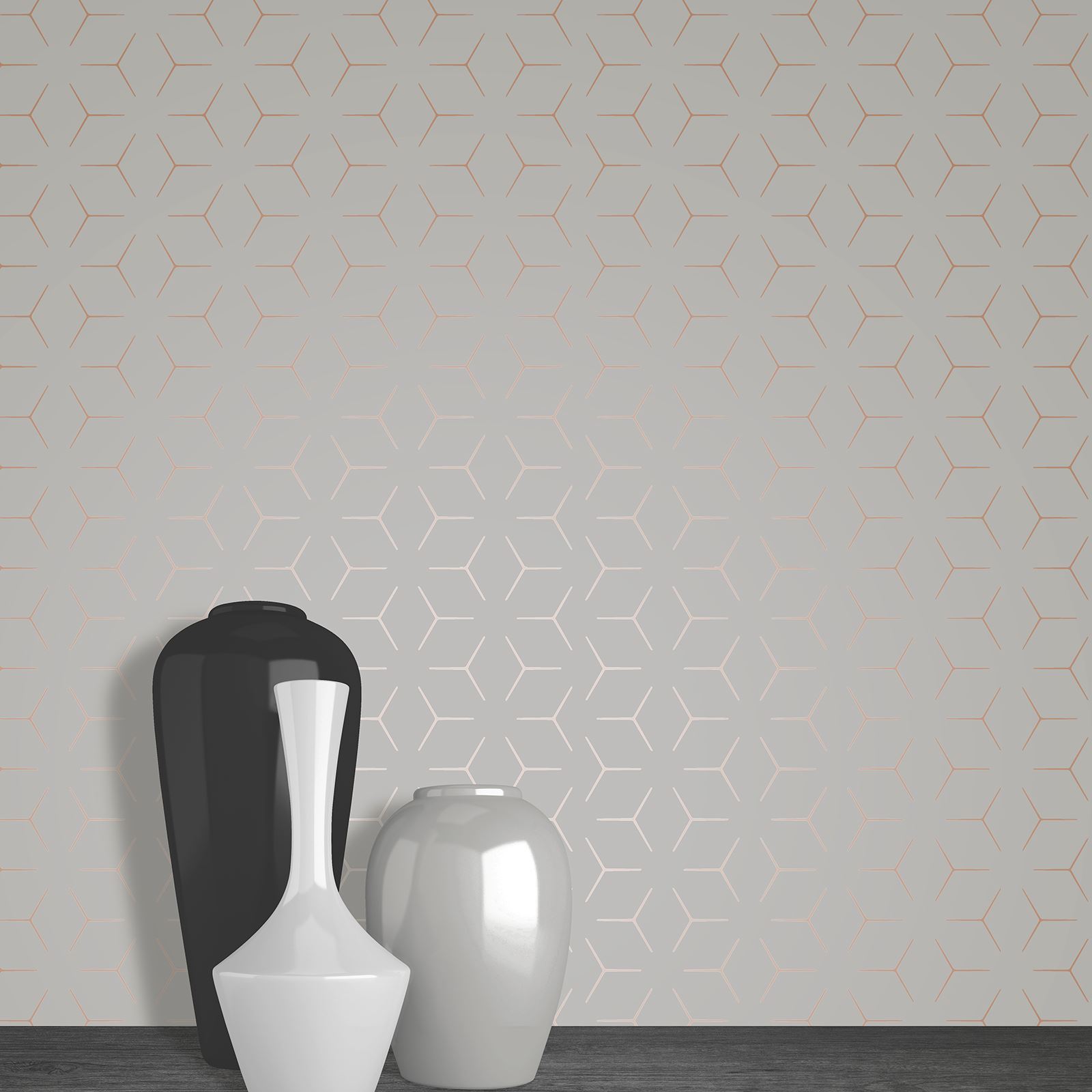 GEOMETRIC METALLIC WALLPAPER FINE DECOR APEX & WOW METRO ROSE GOLD COPPER BLUE eBay
