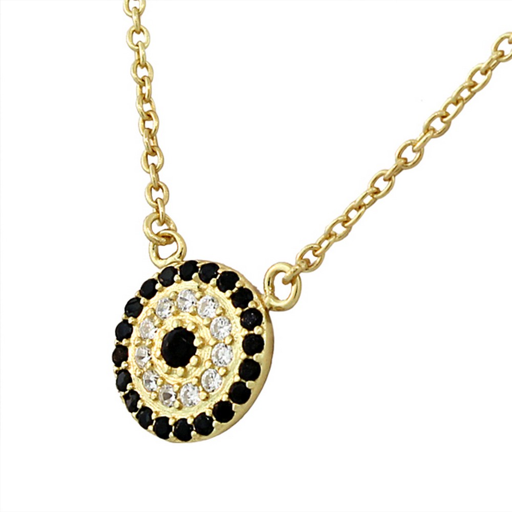 925 Sterling Argent Mauvais Oeil-jaune gold tone Femme Collier Pendentif