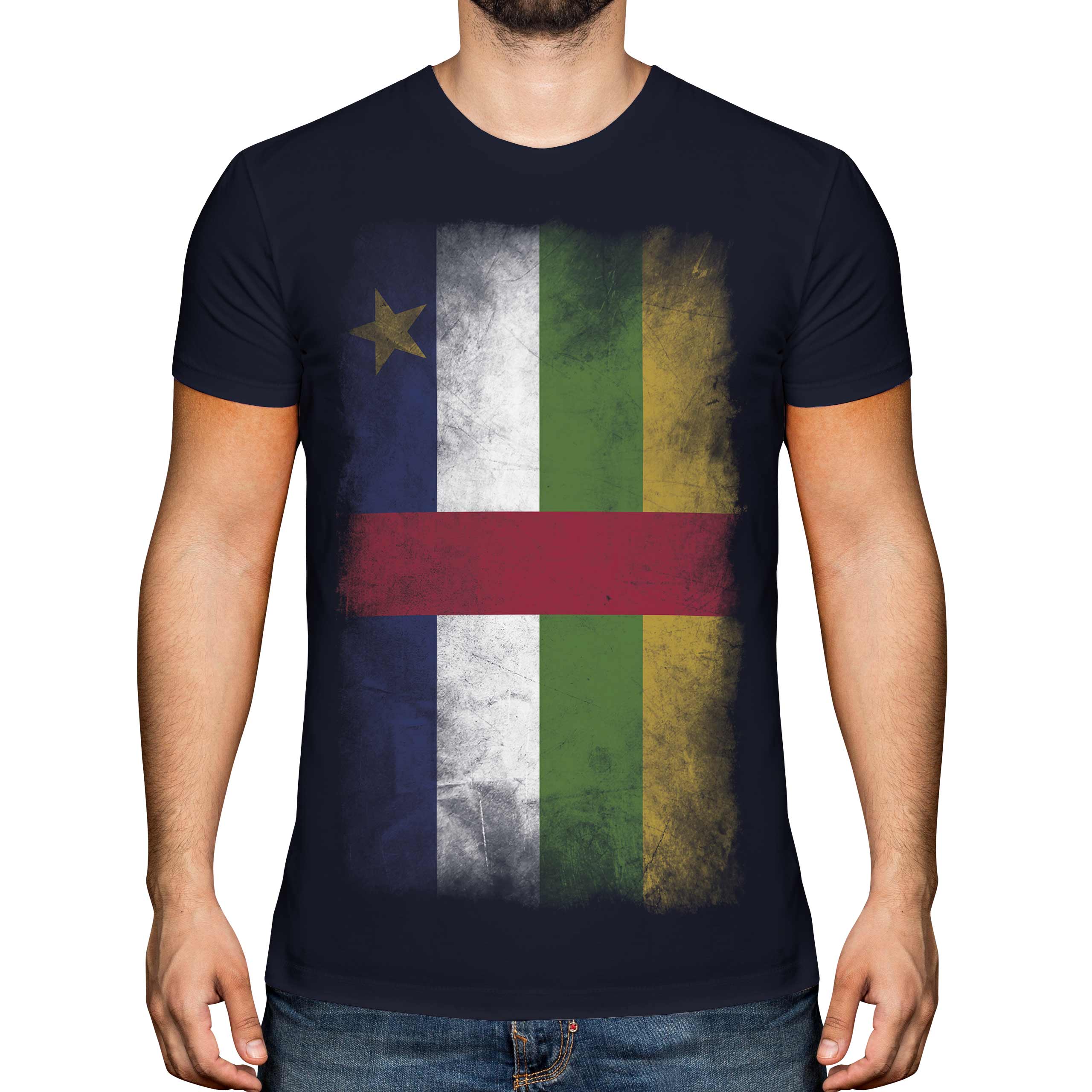 Central Africano República Bandera Desteñida Hombre Camiseta Centrafricaine