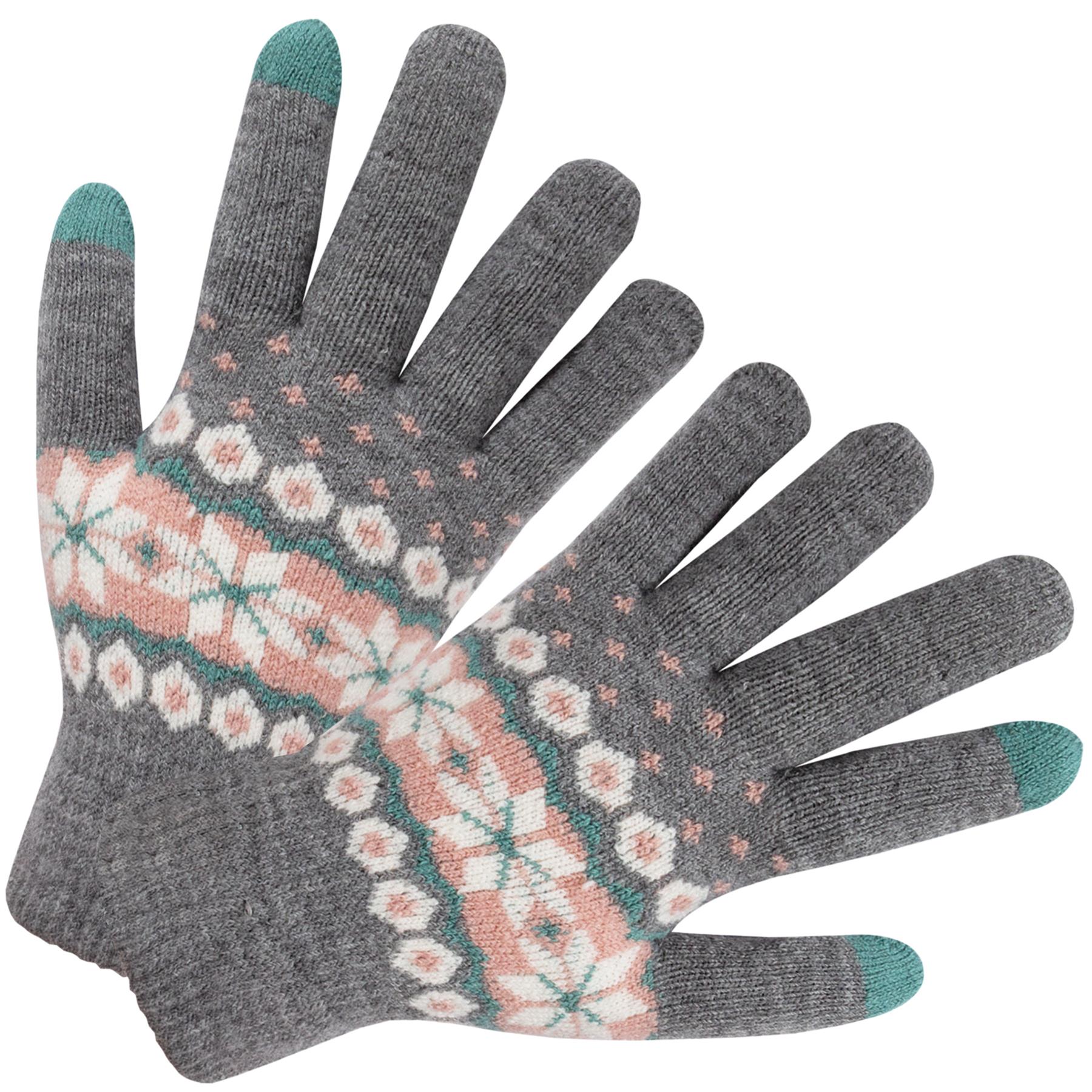 Evrfelan Print Winter Knitted Gloves Full Finger Winter Gloves Touch Screen Mittens For Women 