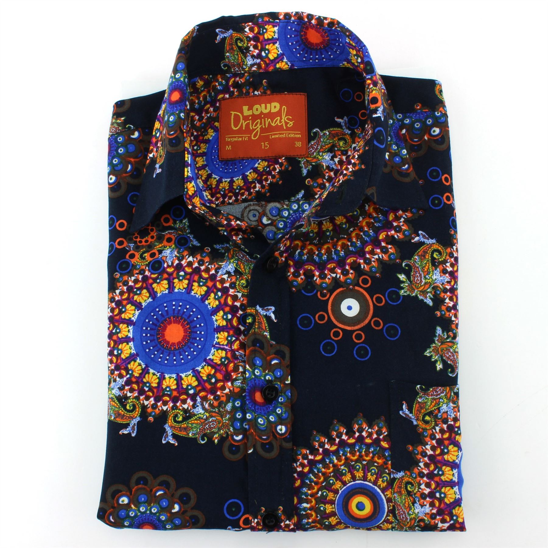 Herren Hemd LOUD Originals Regular Fit Burger weiß Retro Psychedelic Fancy Herren Hemd LOUD Originals Regular Fit Burger weiß Retro Psychedelic Fancy