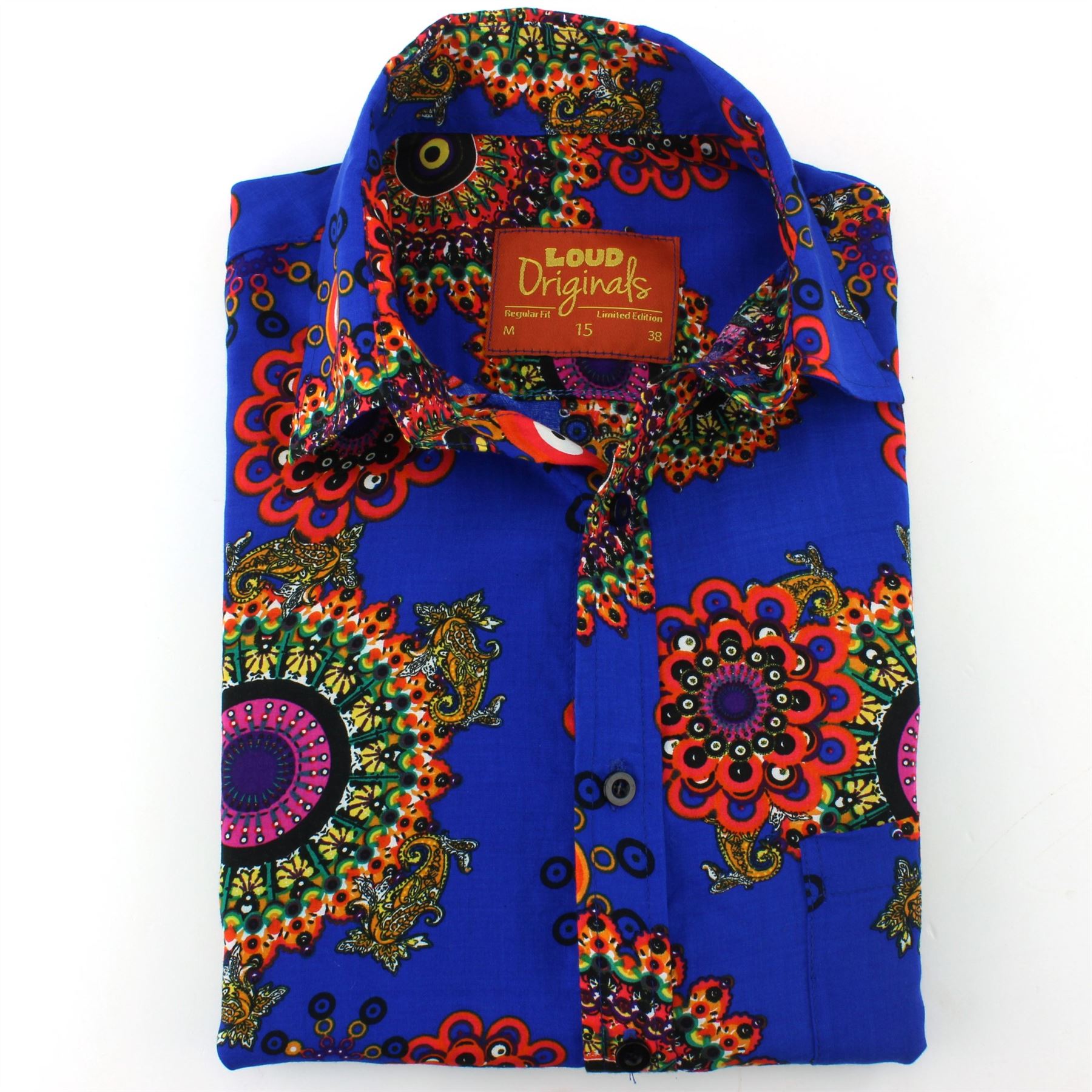 Herren Hemd LOUD Originals Regular Fit Burger weiß Retro Psychedelic Fancy Herren Hemd LOUD Originals Regular Fit Burger weiß Retro Psychedelic Fancy