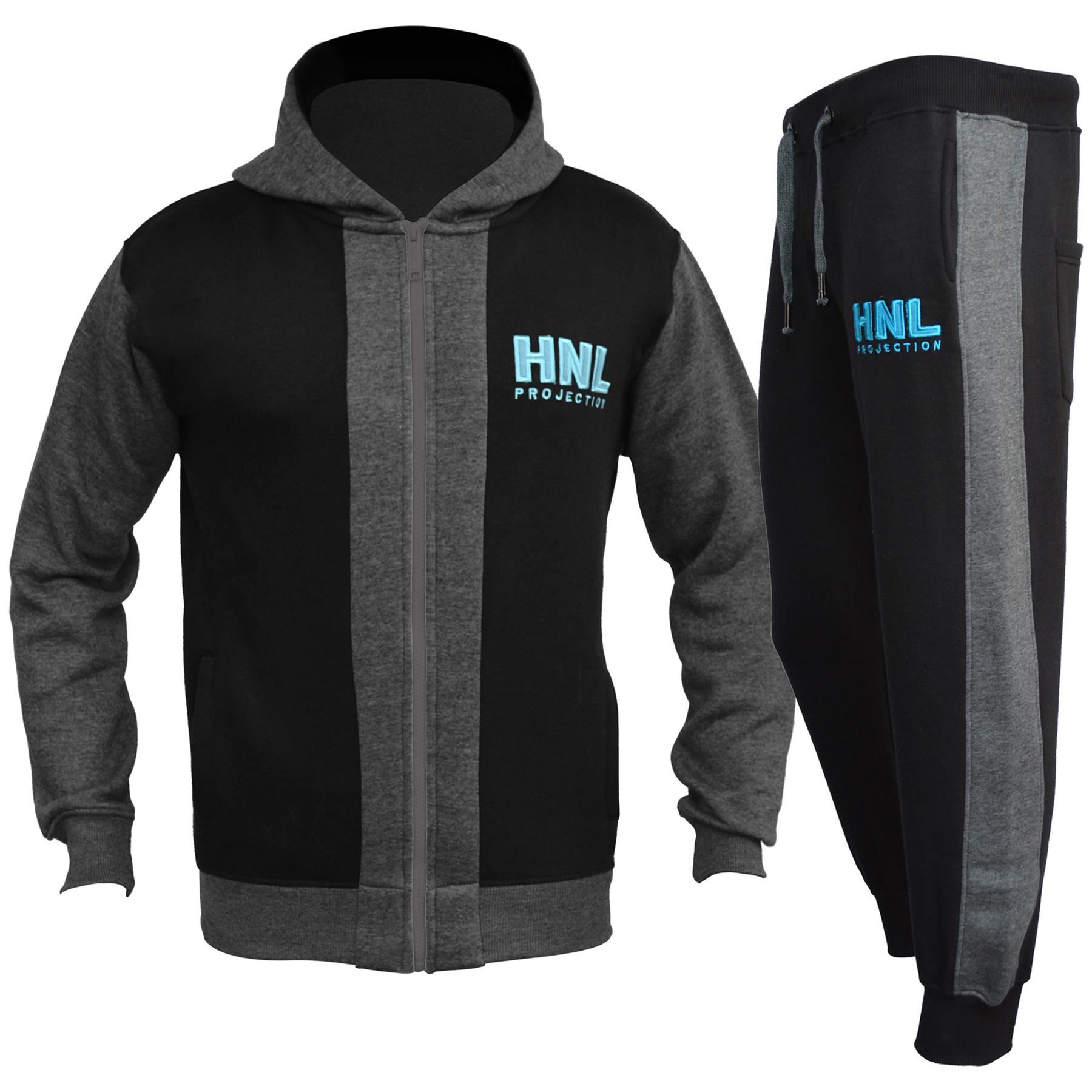 Bambini Ragazzi Ragazze Hnl Proiezione Tuta Top Fondo Jogging Abiti con zip nero