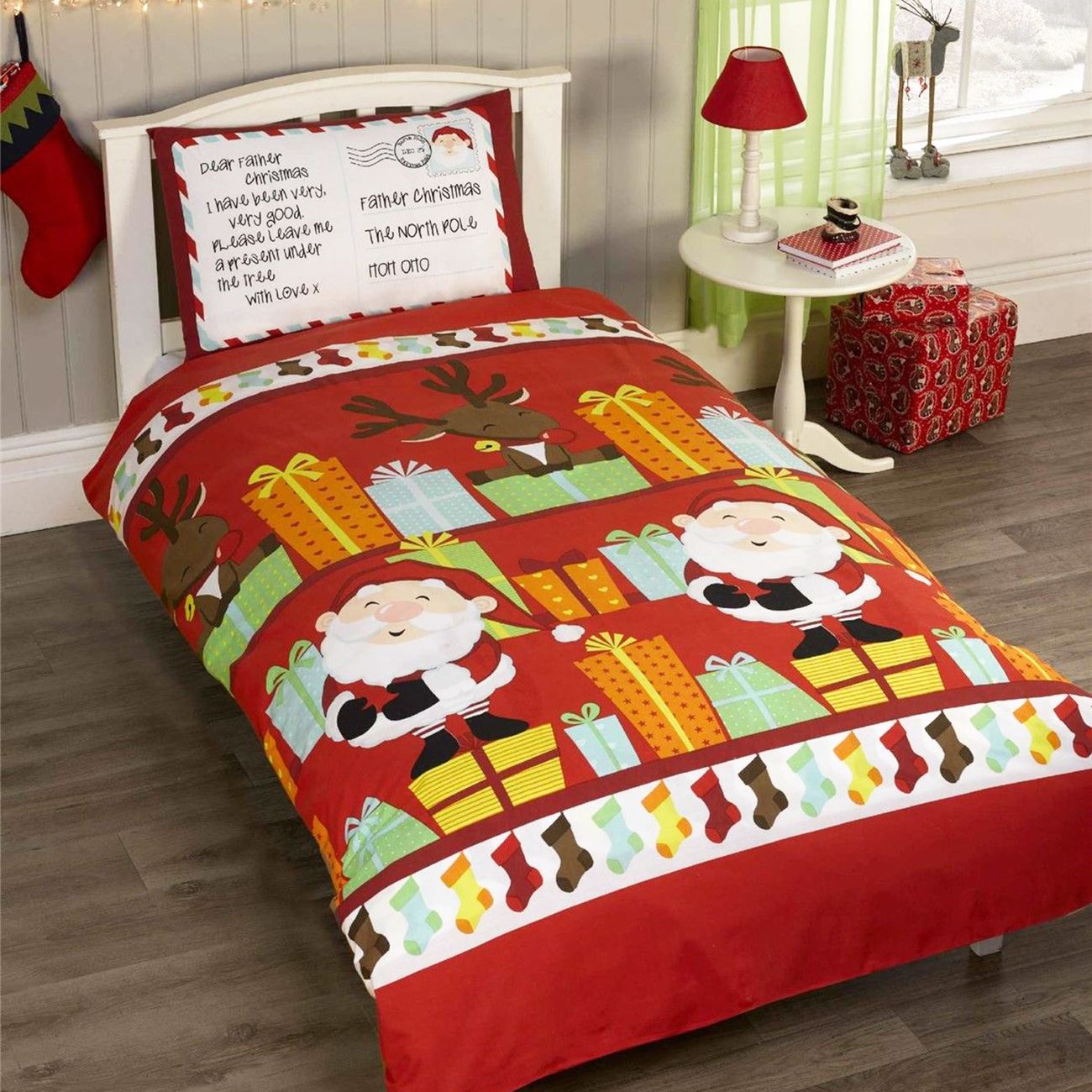 BABBO NATALE Lista Set Copripiumino Bambini - IN 1 Singolo E Doppio