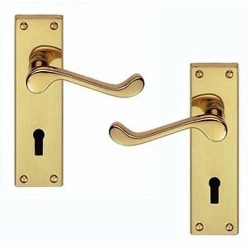 Polished Brass Chrome Victorian Scroll Door Handles Mortice Lever Latch Lock eBay