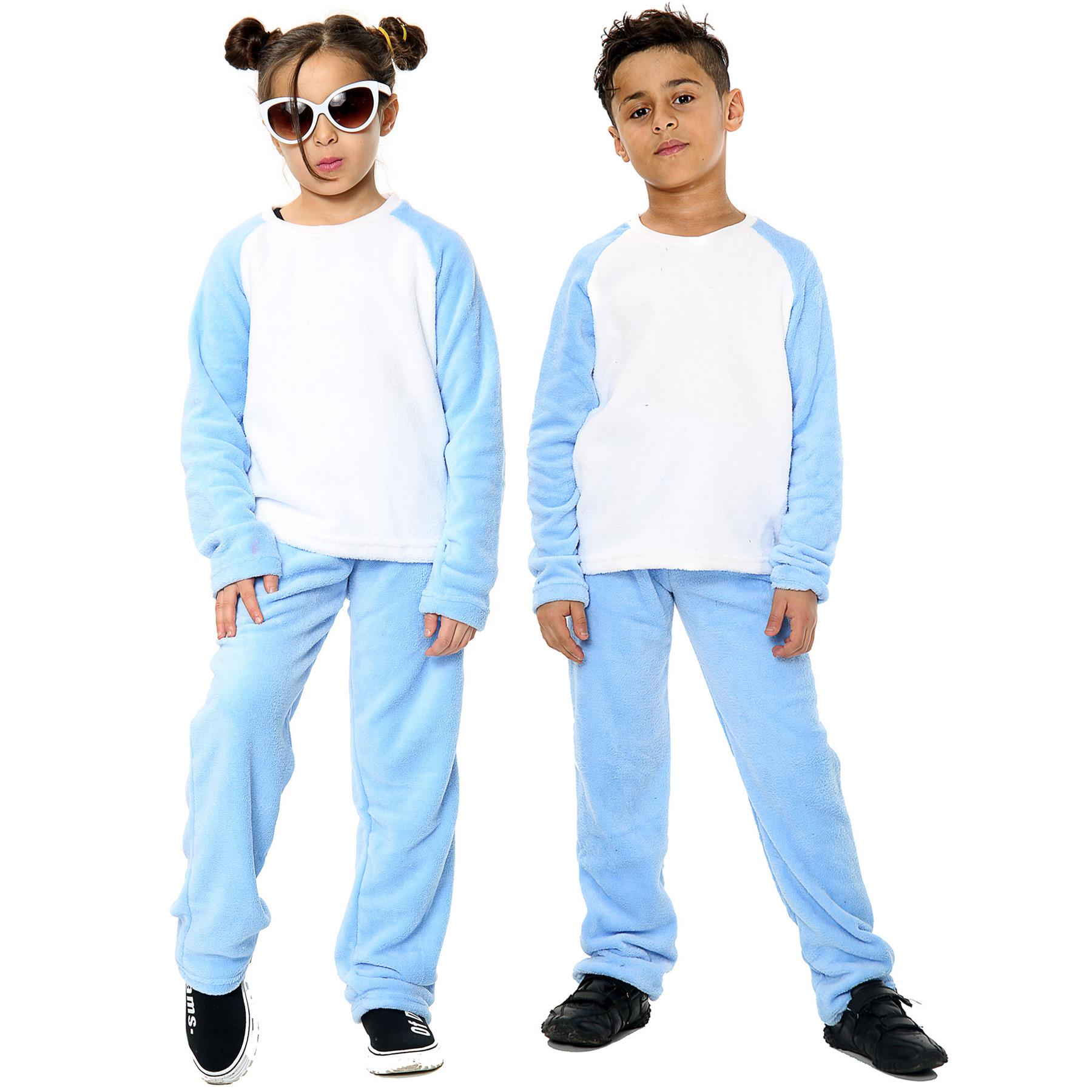 Bambine Ragazzo Pigiama Morbido Pile 2 Pezzi Set Lounge Abito 2-13 flanella blu